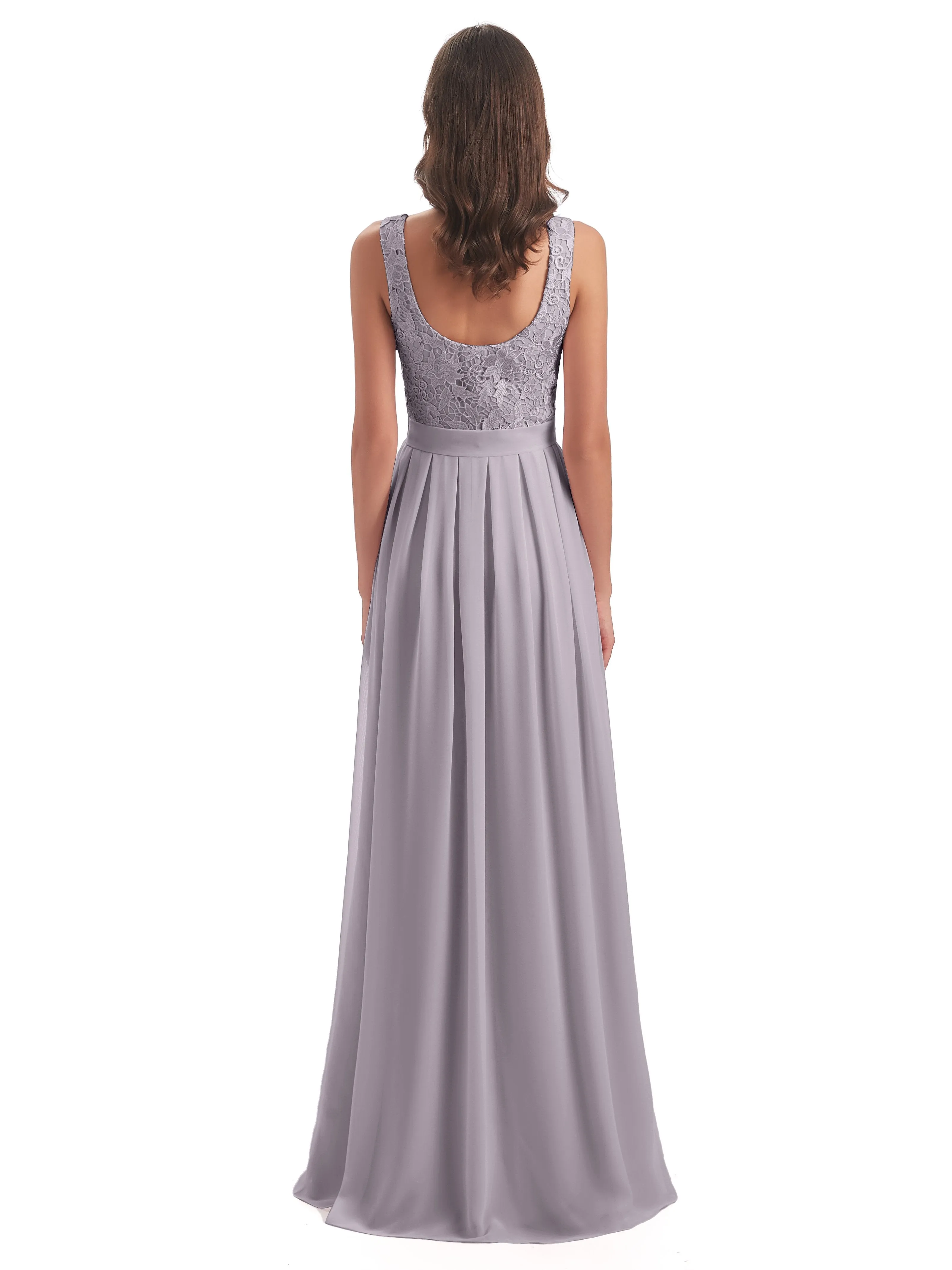 Mabel Illusion Floor-Length Lace/Chiffon Bridesmaid Dresses