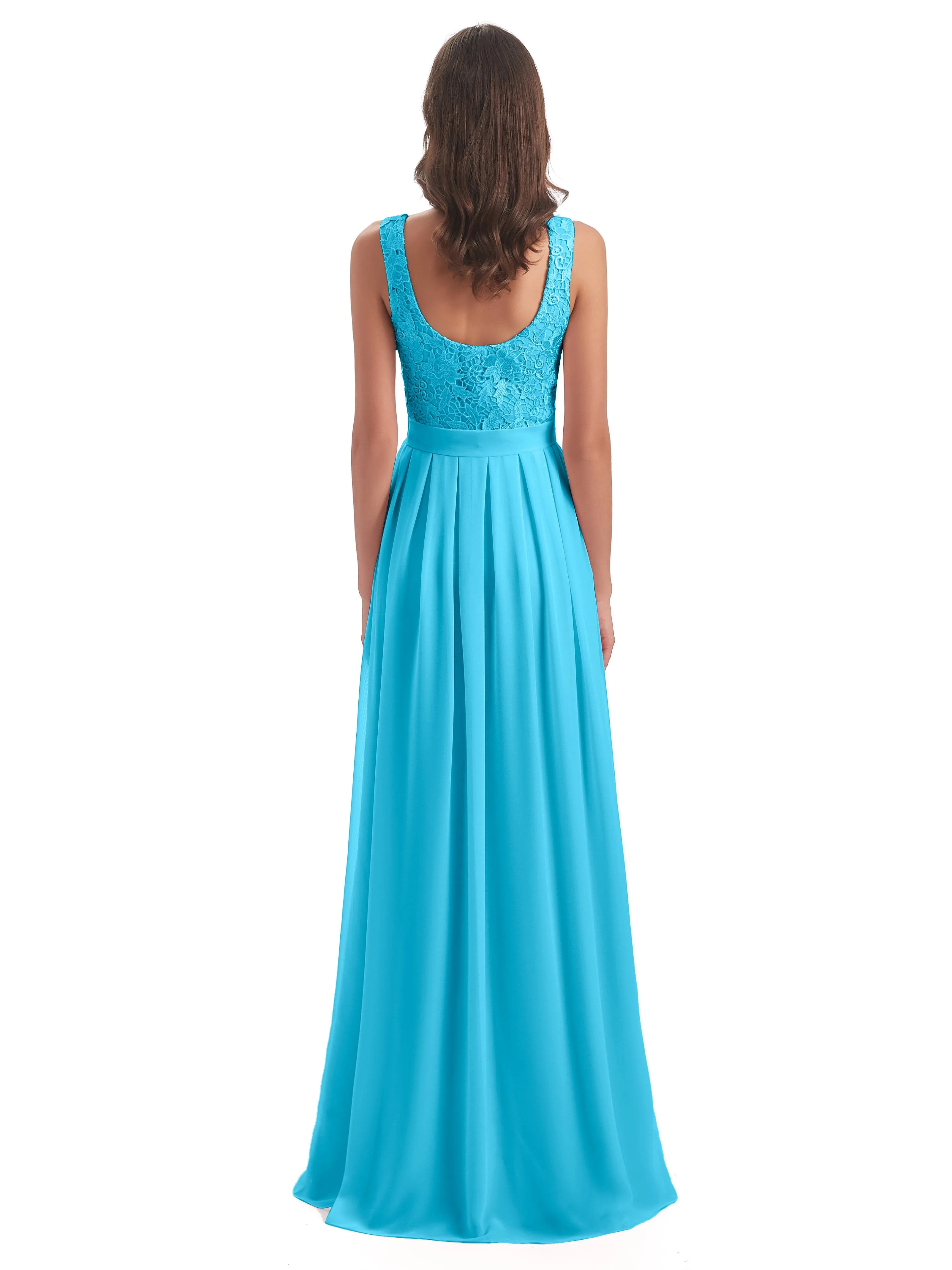 Mabel Illusion Floor-Length Lace/Chiffon Bridesmaid Dresses