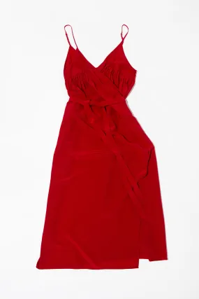 Made to order - Melancholy wrap dress, chilli silk