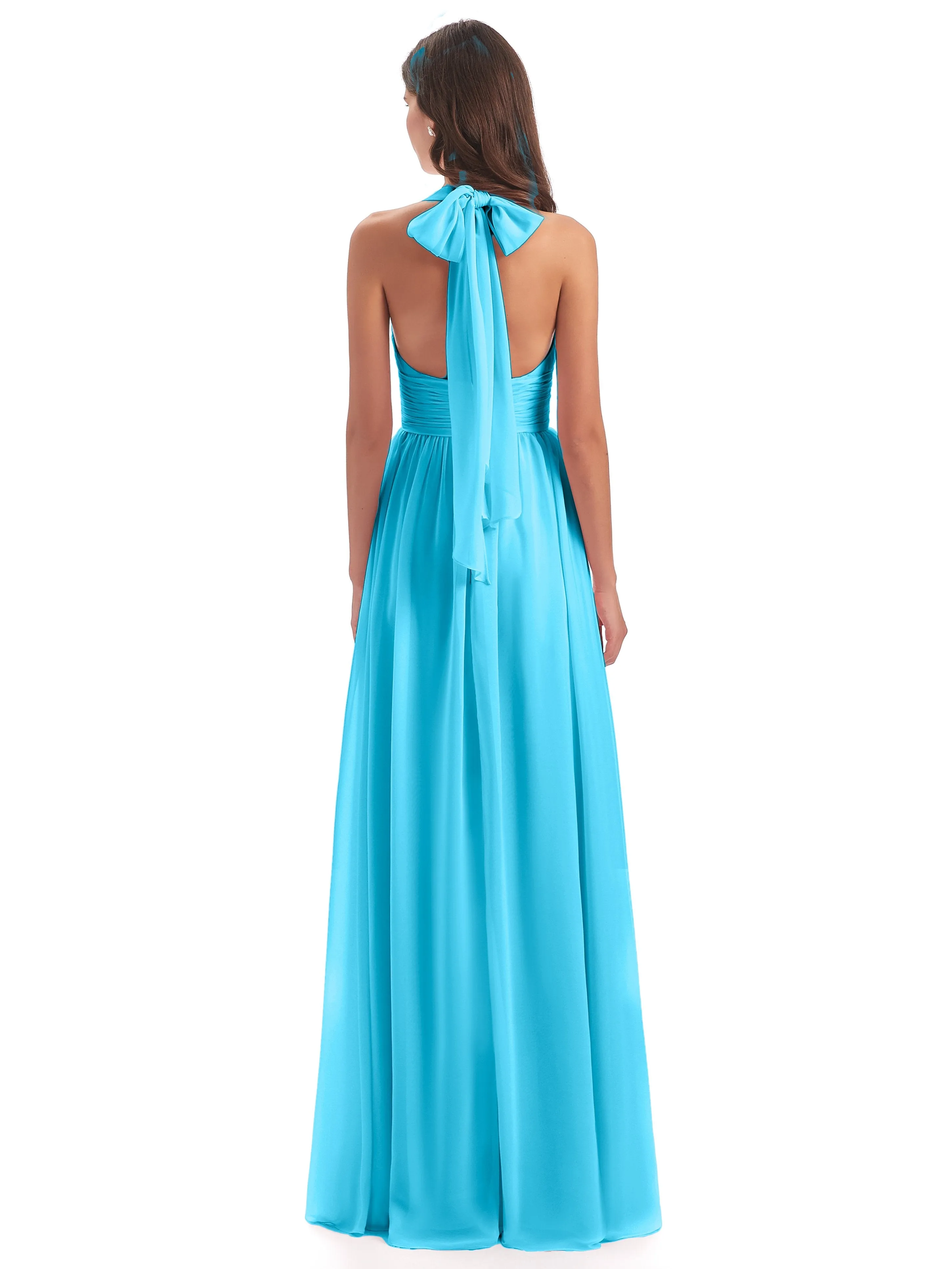 Maisie Fitted V Neck Split Long Chiffon Bridesmaid Dresses