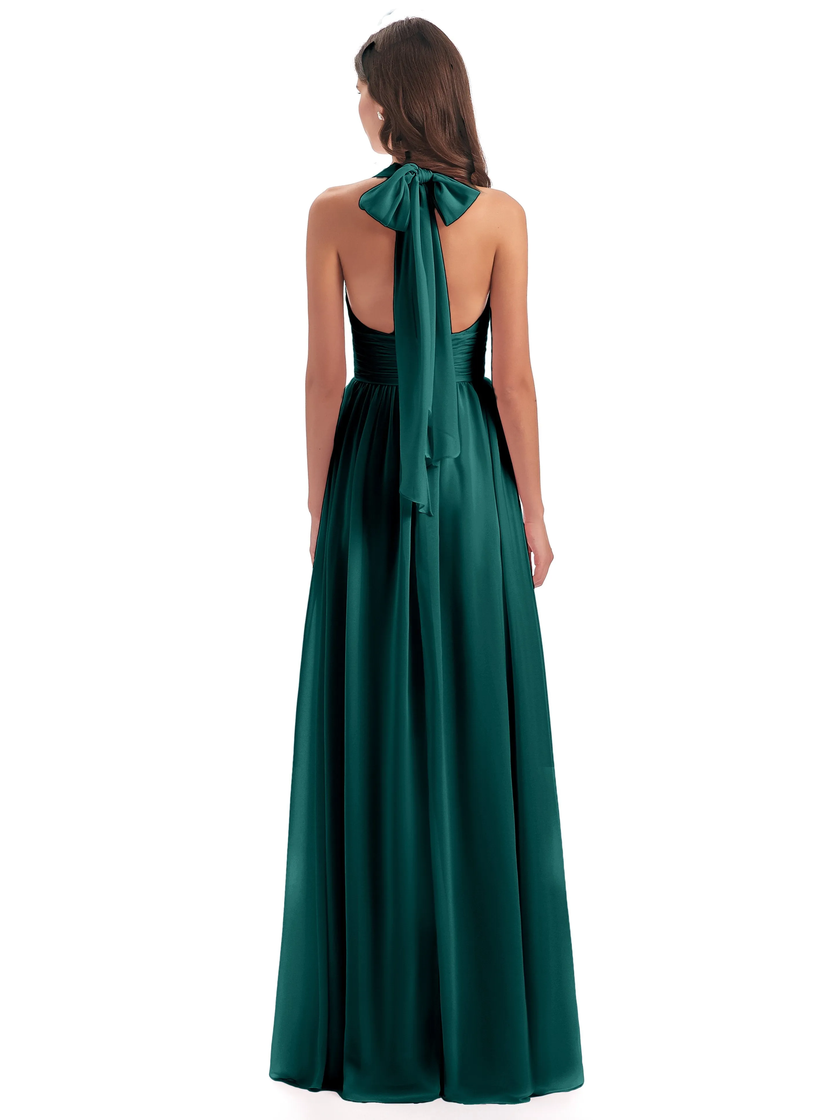 Maisie Fitted V Neck Split Long Chiffon Bridesmaid Dresses