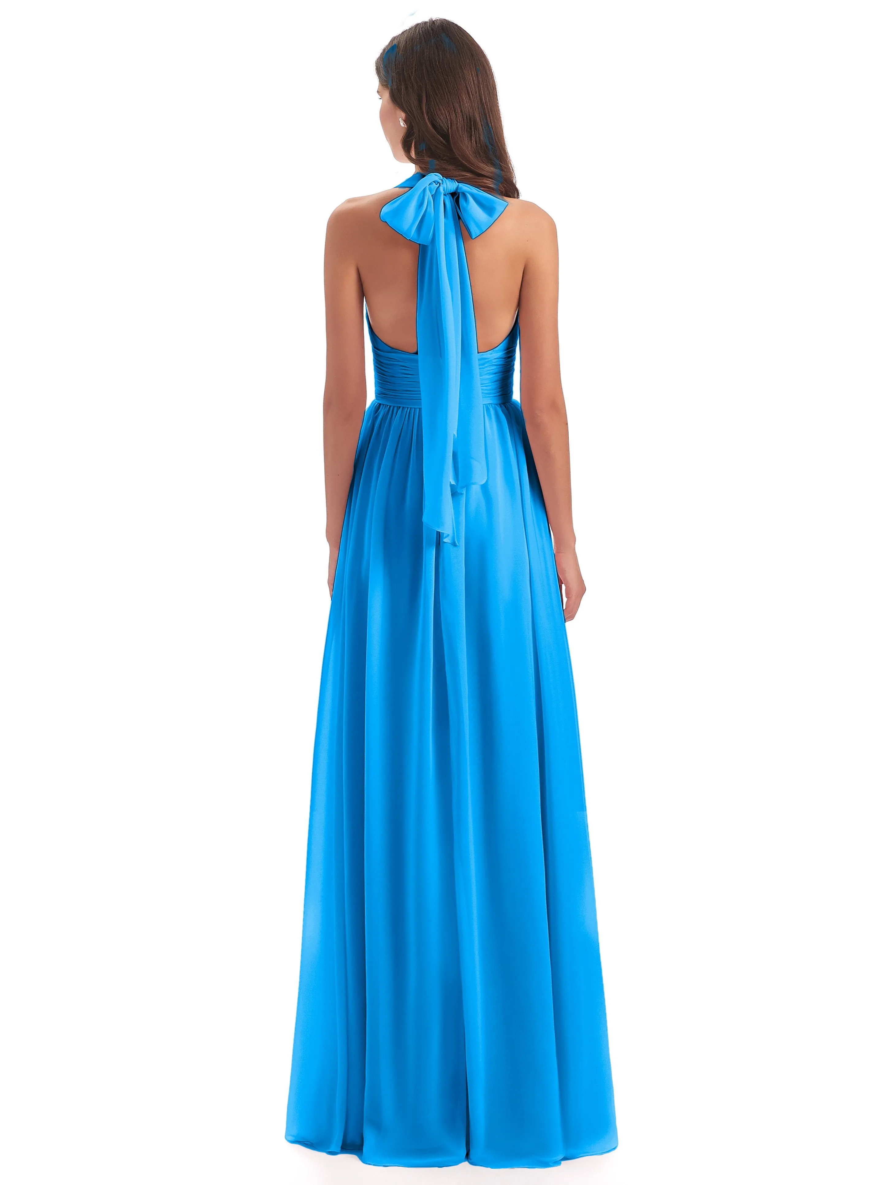 Maisie Fitted V Neck Split Long Chiffon Bridesmaid Dresses