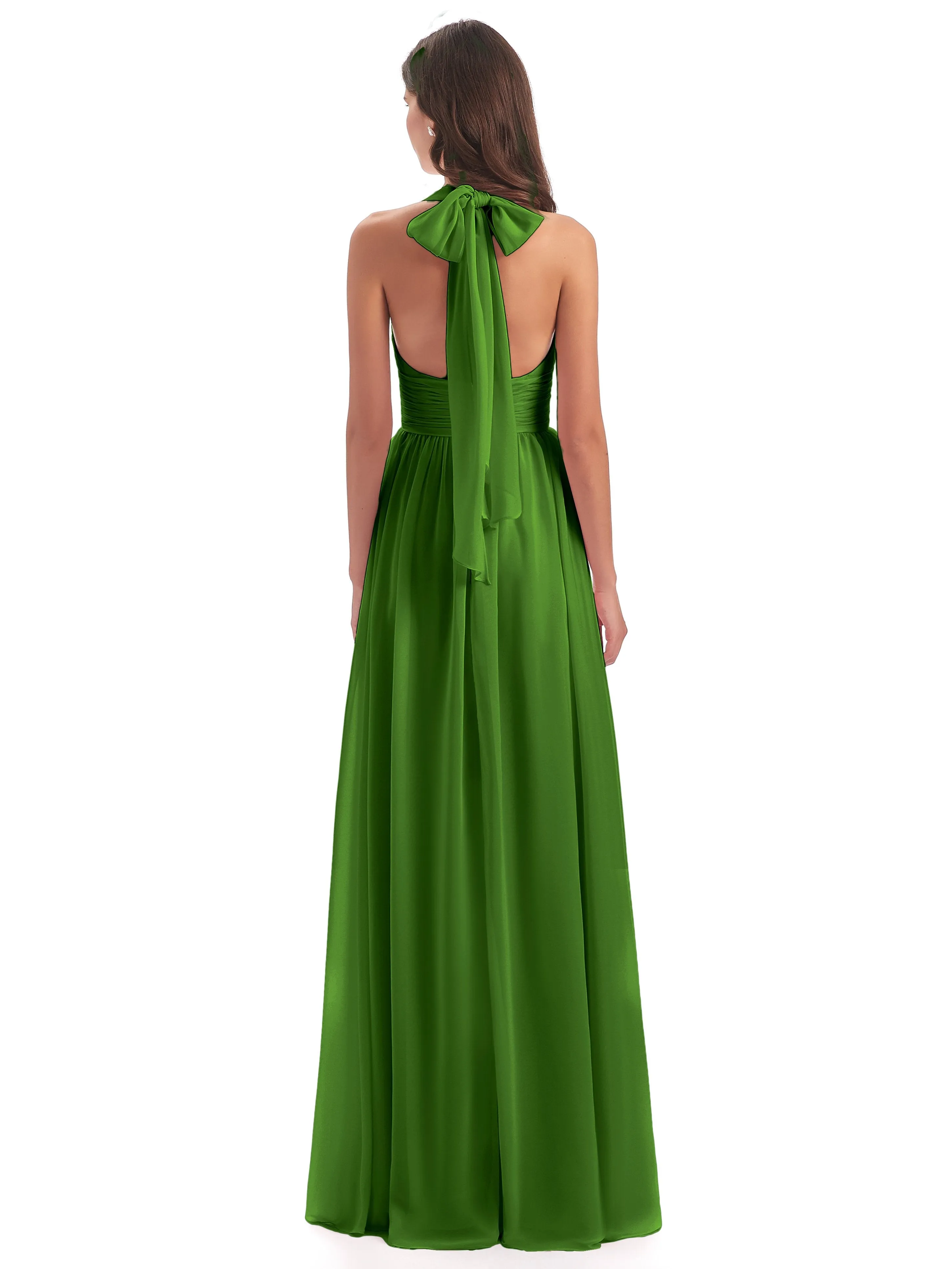 Maisie Fitted V Neck Split Long Chiffon Bridesmaid Dresses