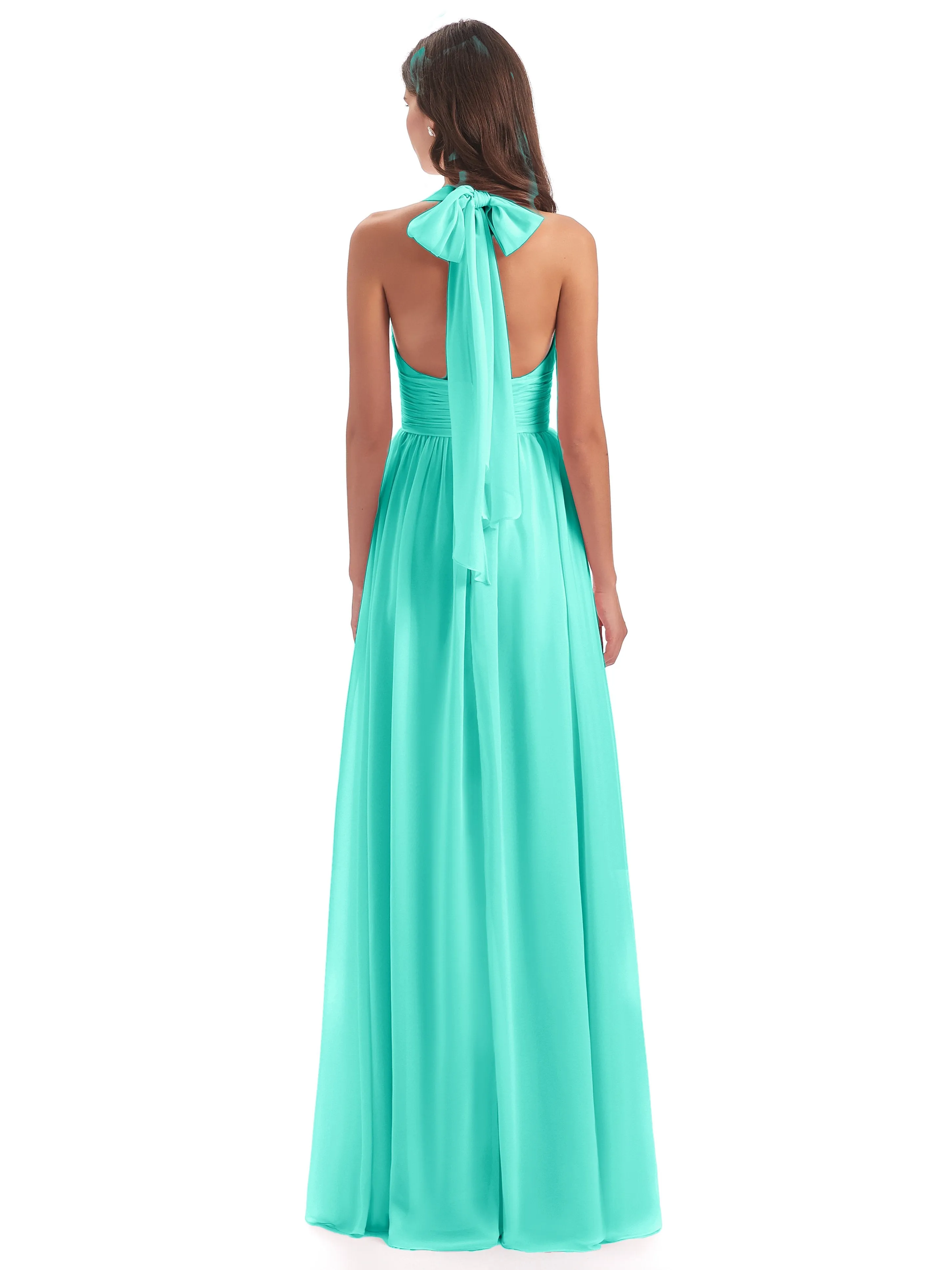 Maisie Fitted V Neck Split Long Chiffon Bridesmaid Dresses