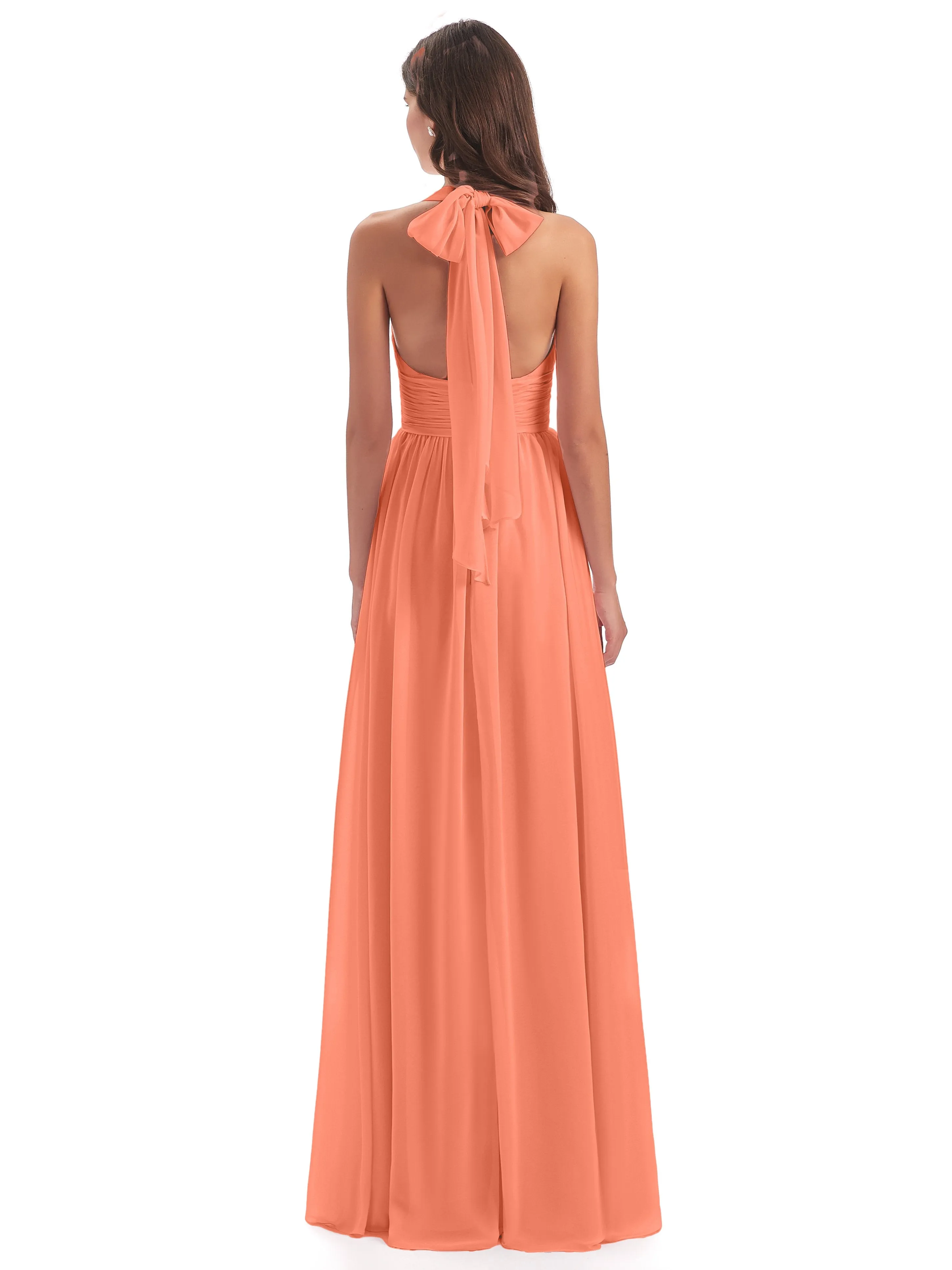 Maisie Fitted V Neck Split Long Chiffon Bridesmaid Dresses