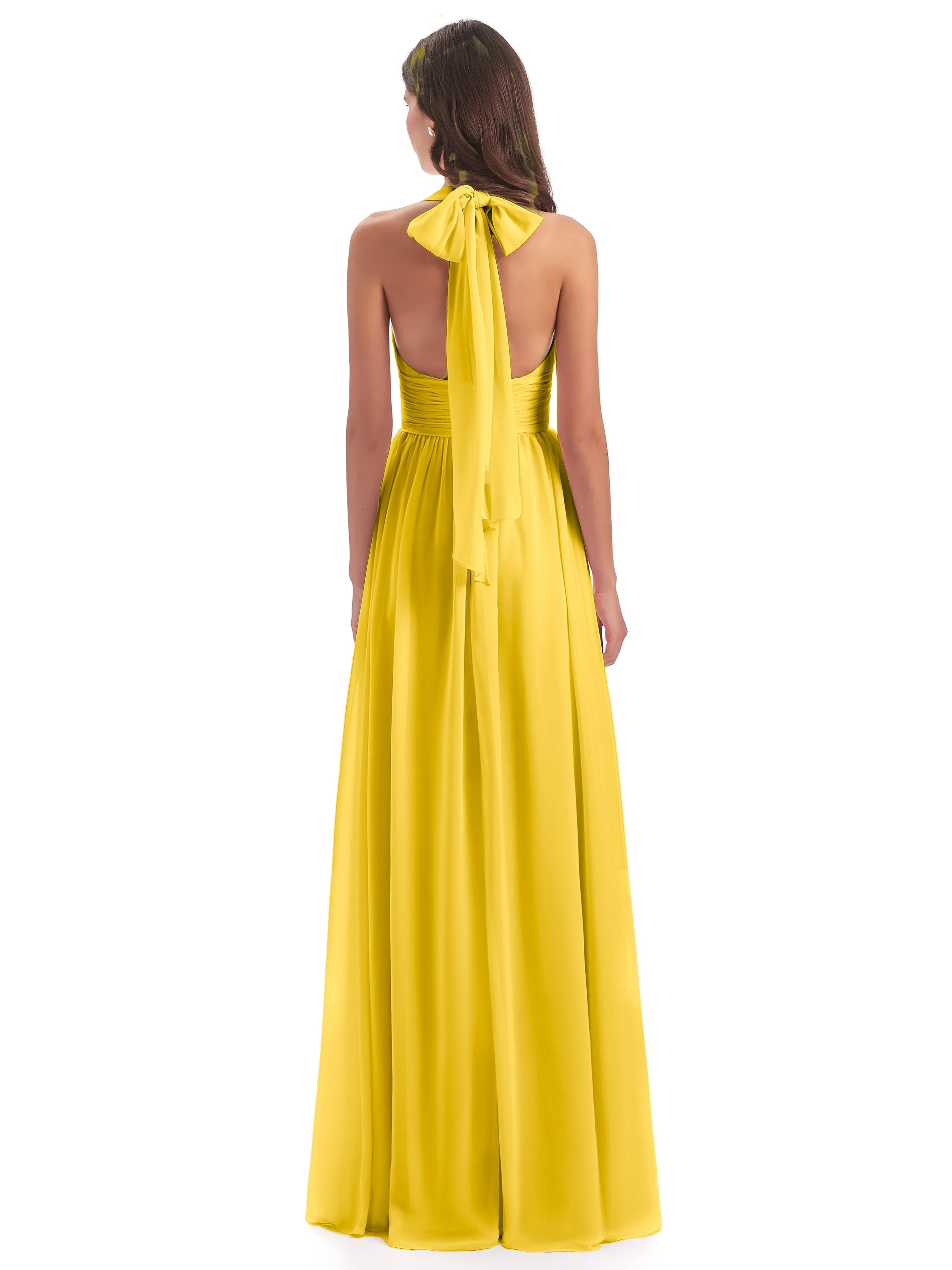 Maisie Fitted V Neck Split Long Chiffon Bridesmaid Dresses