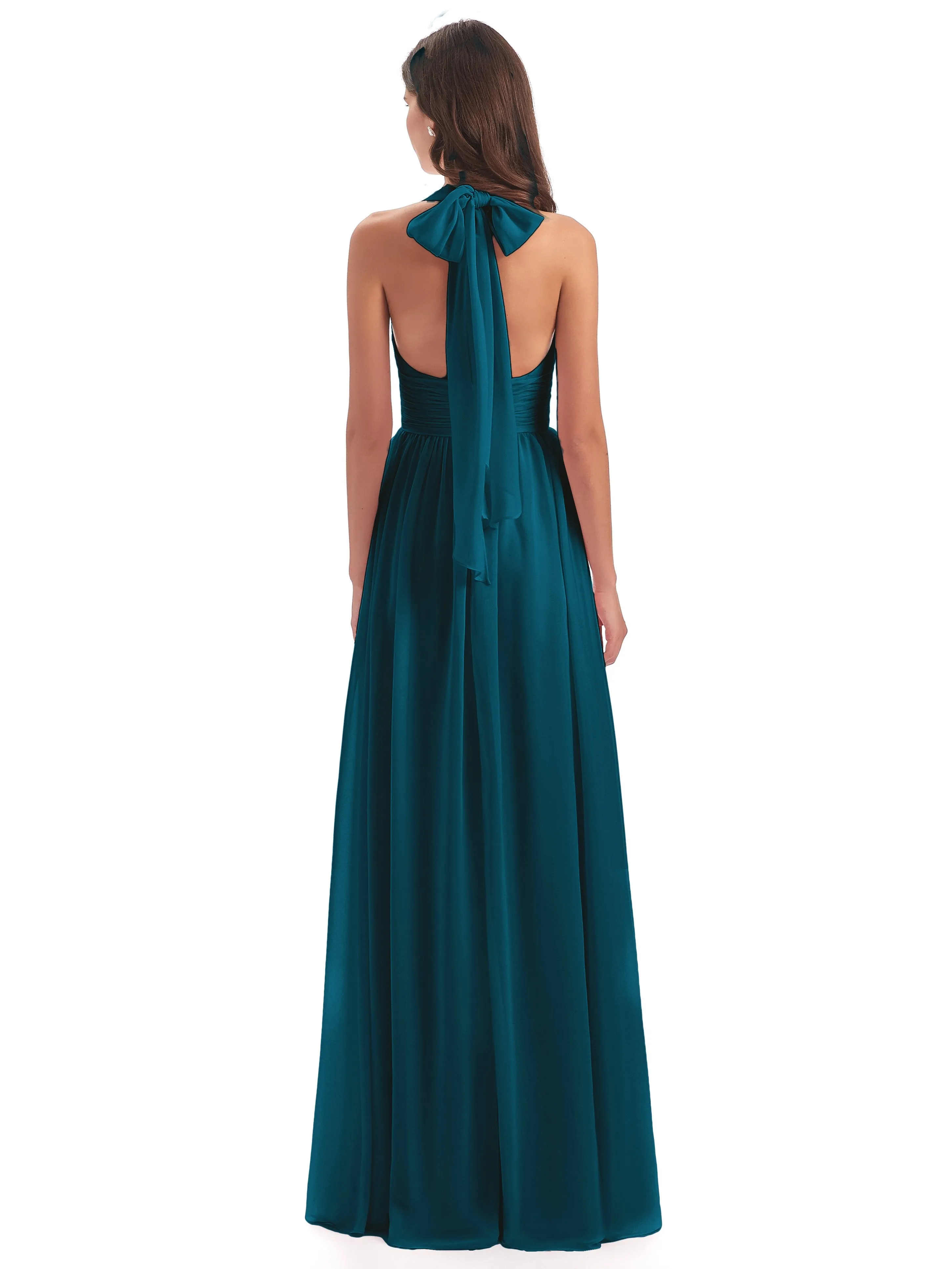 Maisie Fitted V Neck Split Long Chiffon Bridesmaid Dresses