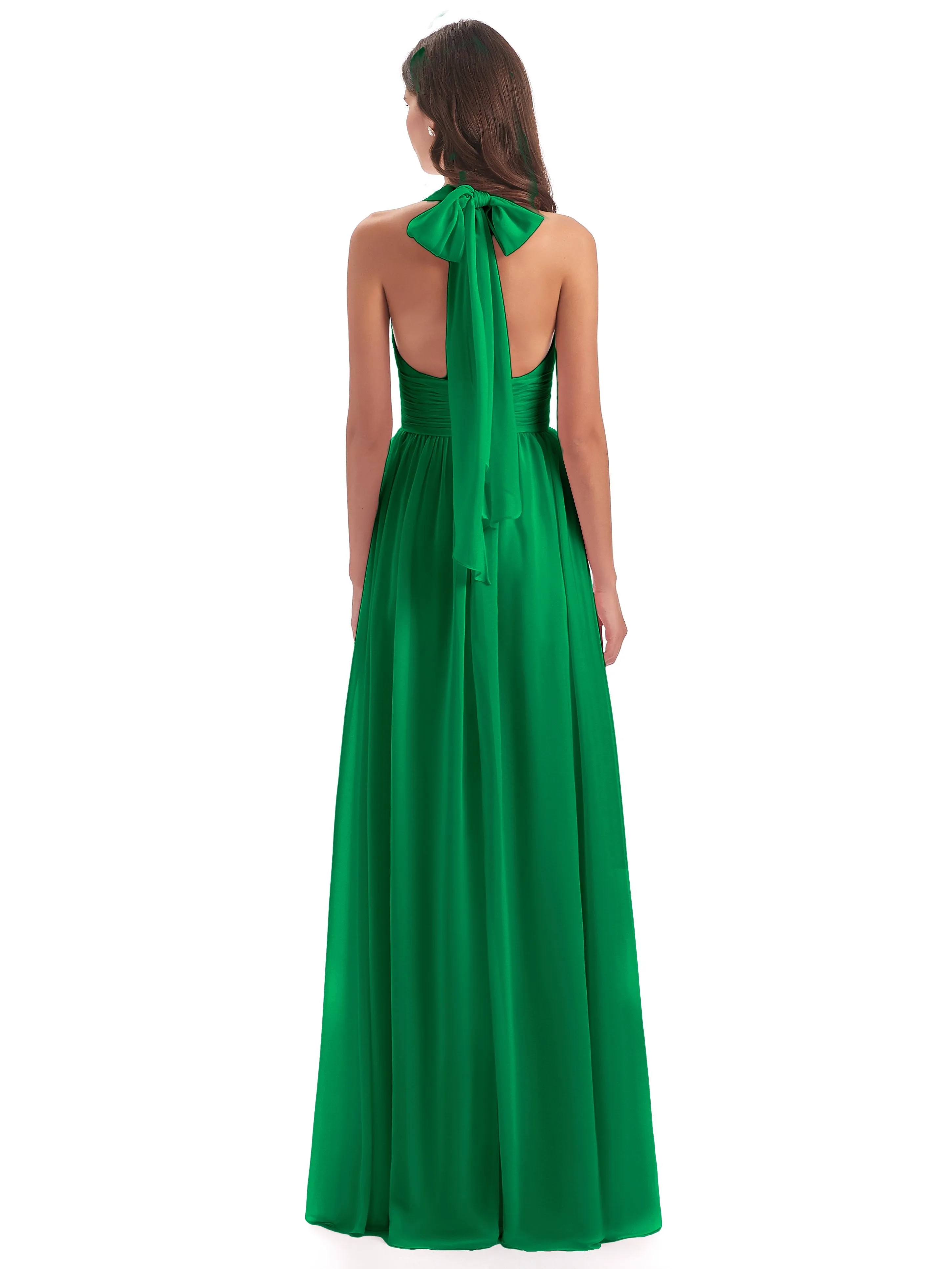 Maisie Fitted V Neck Split Long Chiffon Bridesmaid Dresses