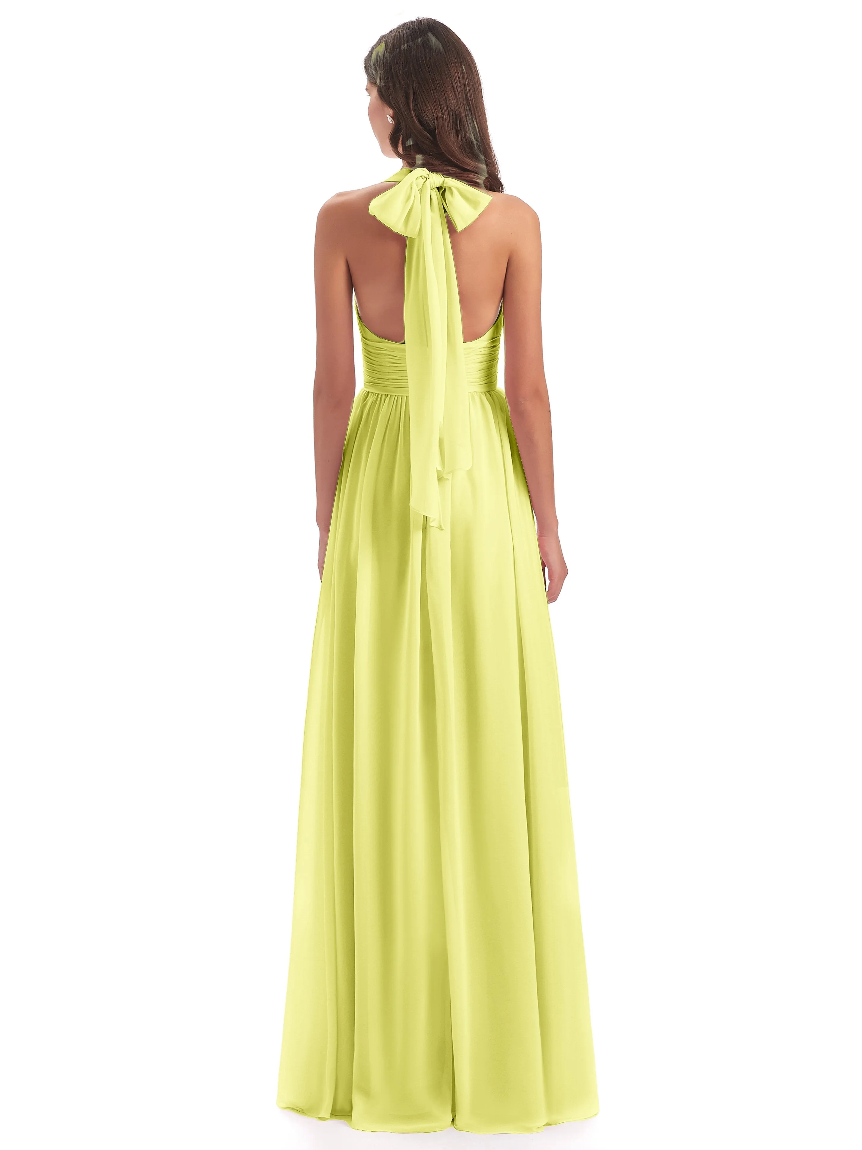 Maisie Fitted V Neck Split Long Chiffon Bridesmaid Dresses