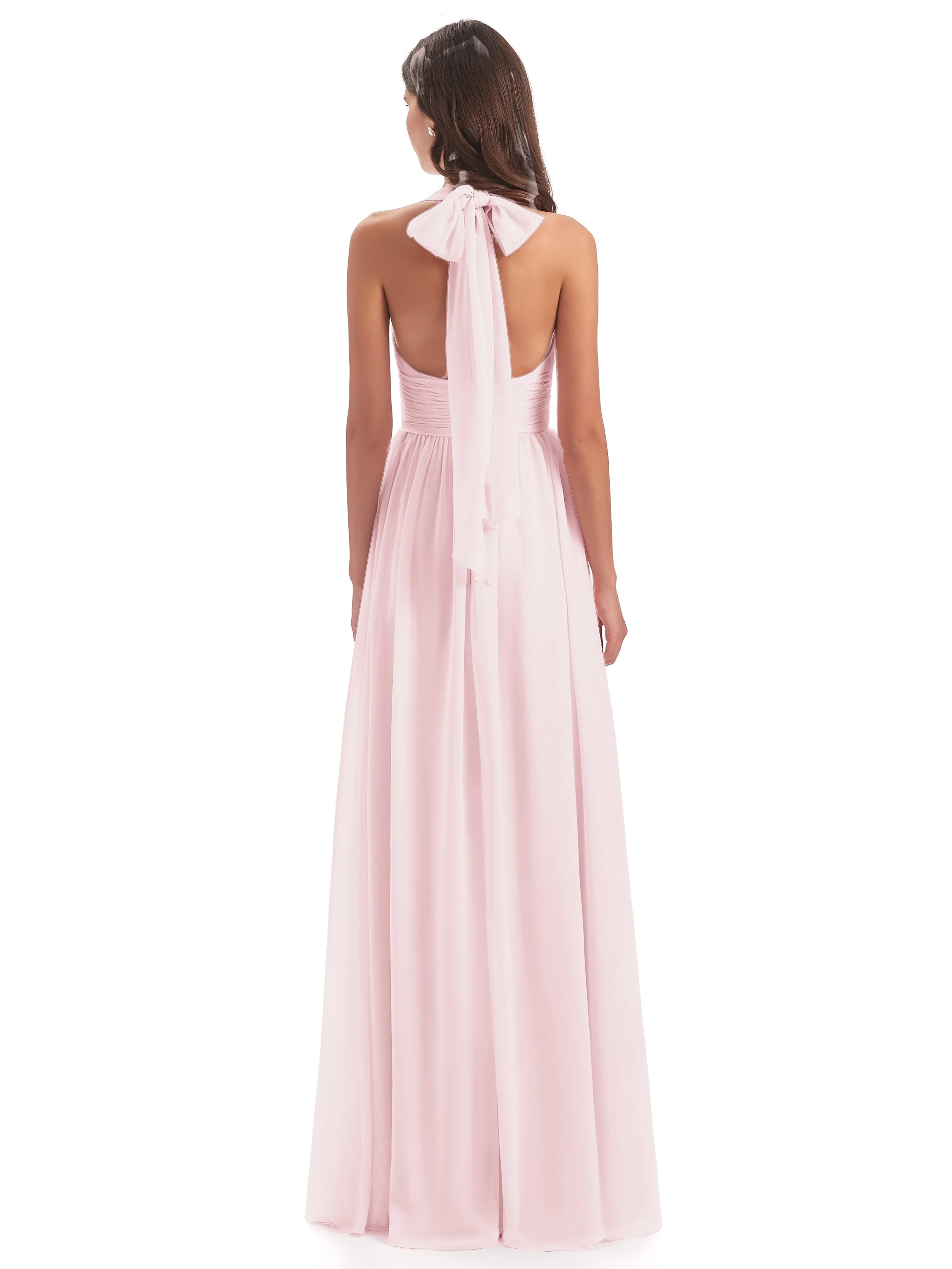 Maisie Fitted V Neck Split Long Chiffon Bridesmaid Dresses