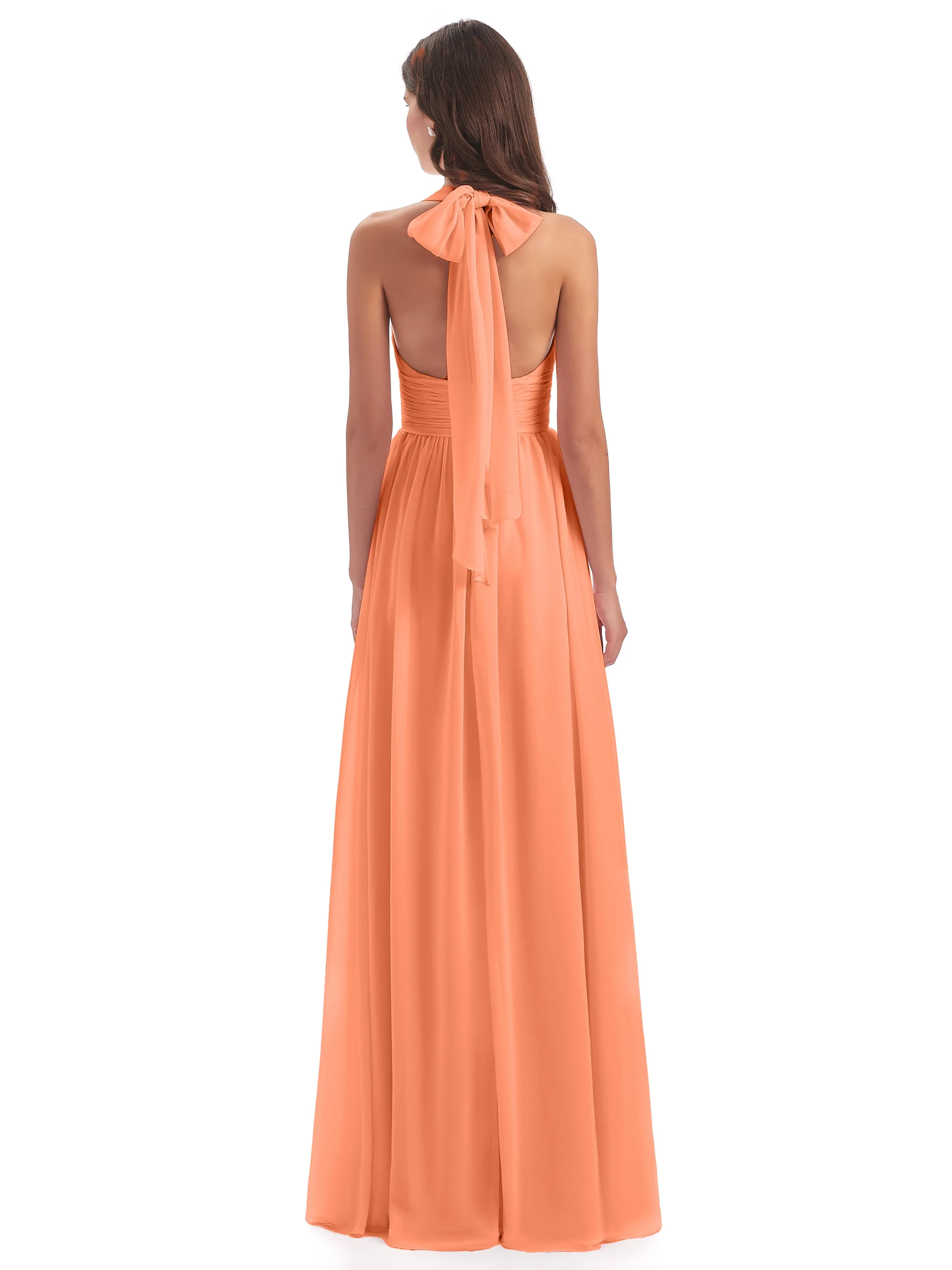 Maisie Fitted V Neck Split Long Chiffon Bridesmaid Dresses