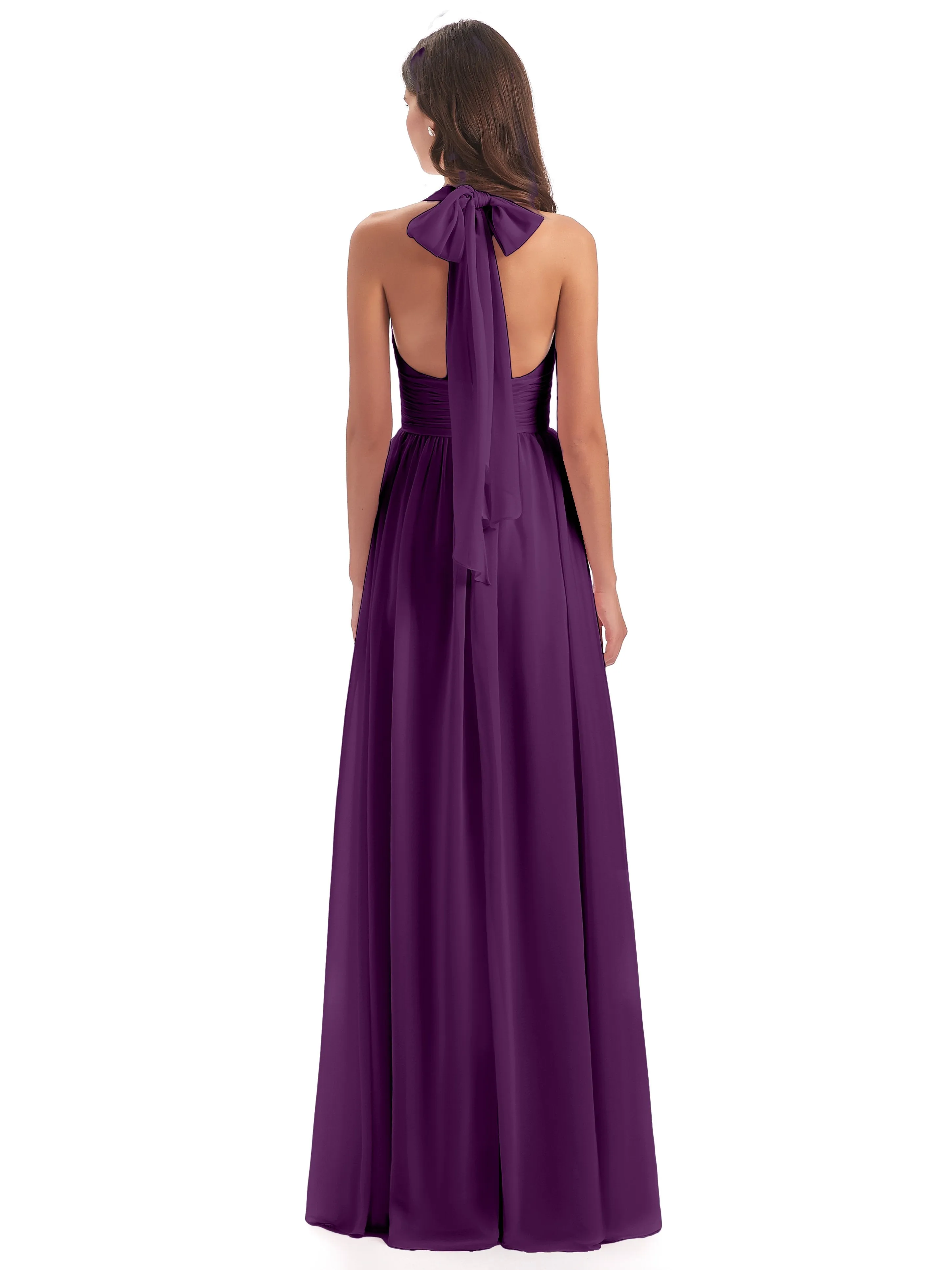 Maisie Fitted V Neck Split Long Chiffon Bridesmaid Dresses