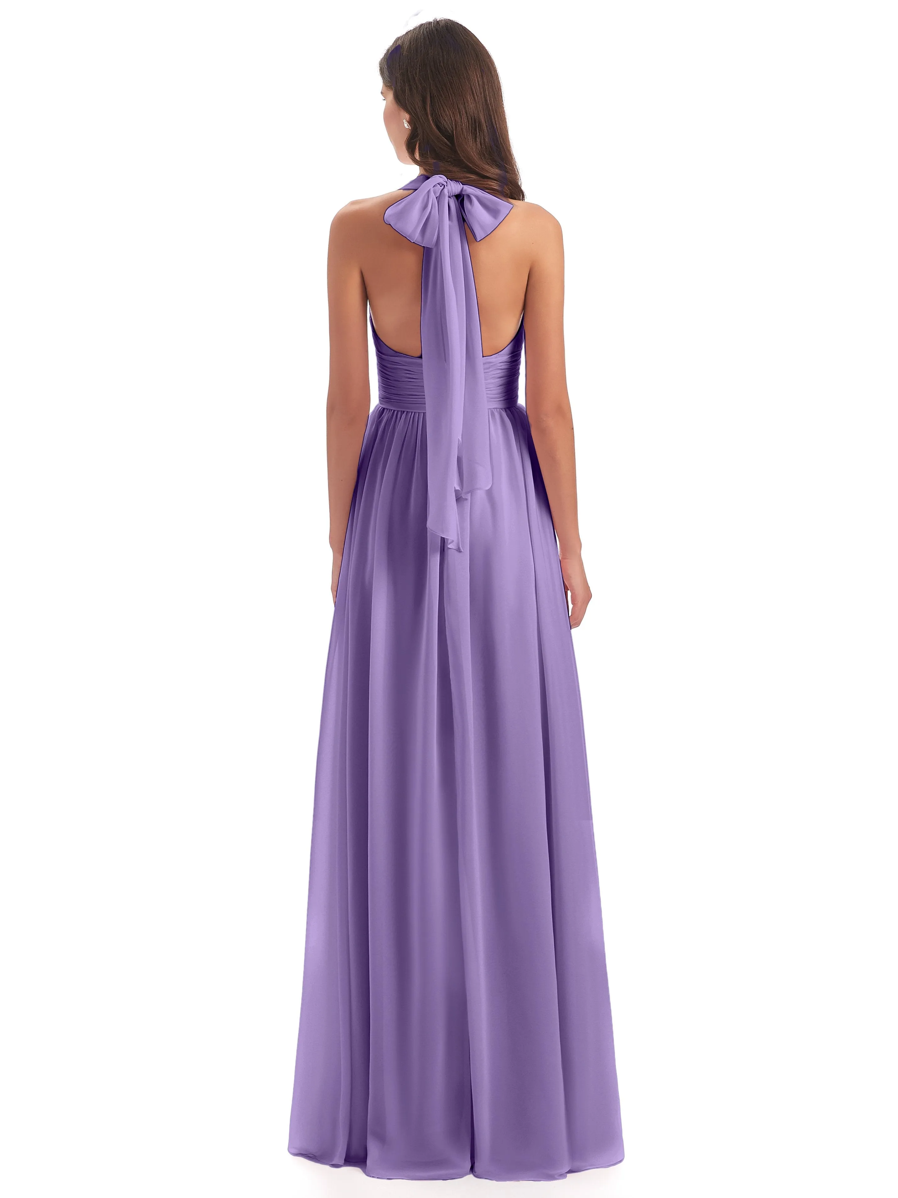 Maisie Fitted V Neck Split Long Chiffon Bridesmaid Dresses