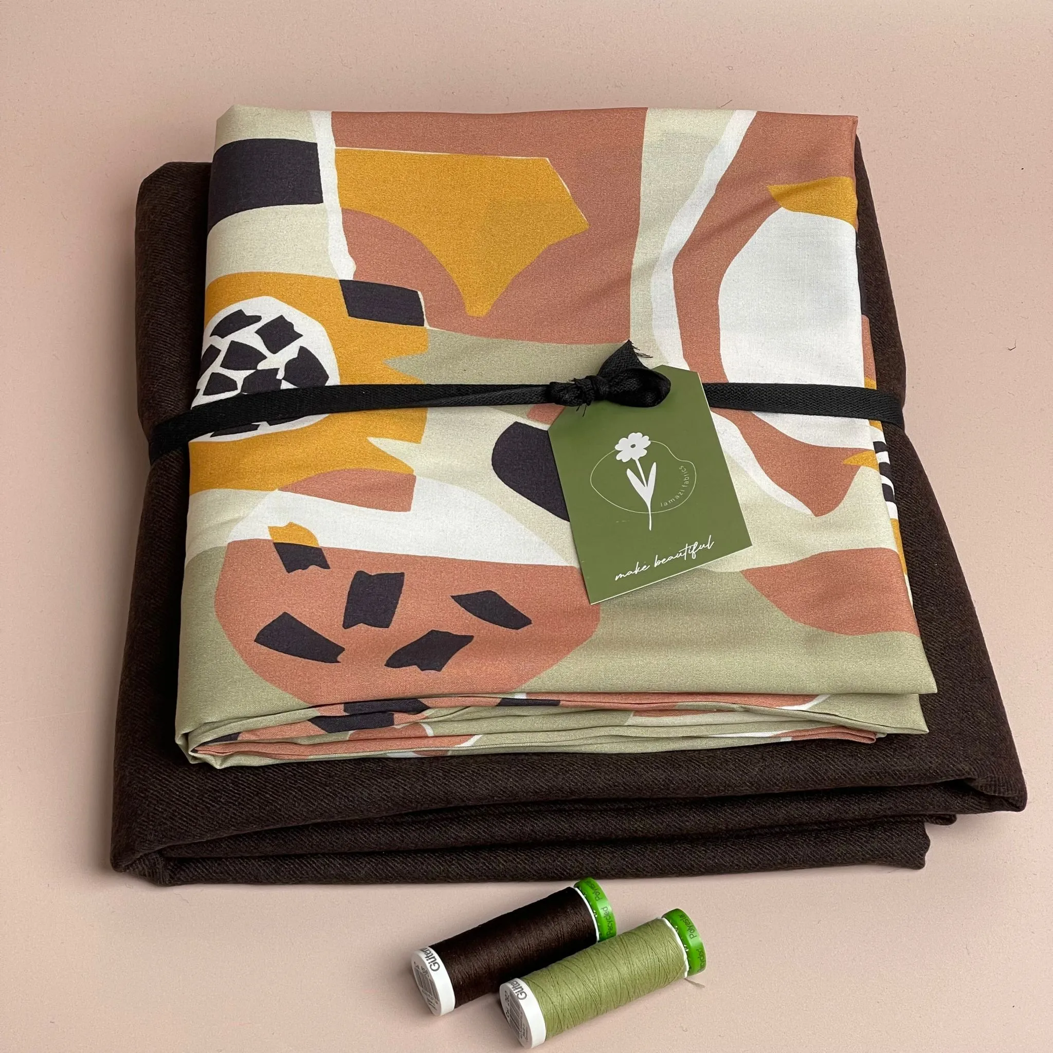 Make an Outfit Colour Bundle - Graphic Shapes Viscose and Chocolate Wool Flannel