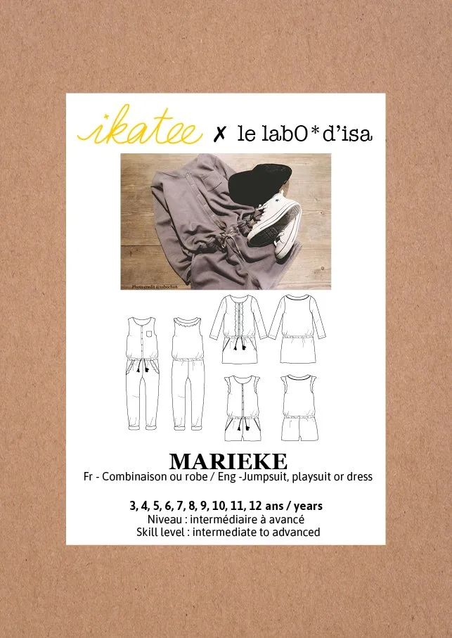 Marieke Jumpsuit, Playsuit & Dress Sewing Pattern - Girl 3/12Y - Ikatee