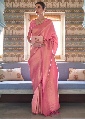 Mauvelous Pink Soft Handloom Weave Kanjivaram Silk Saree : Festival Edition