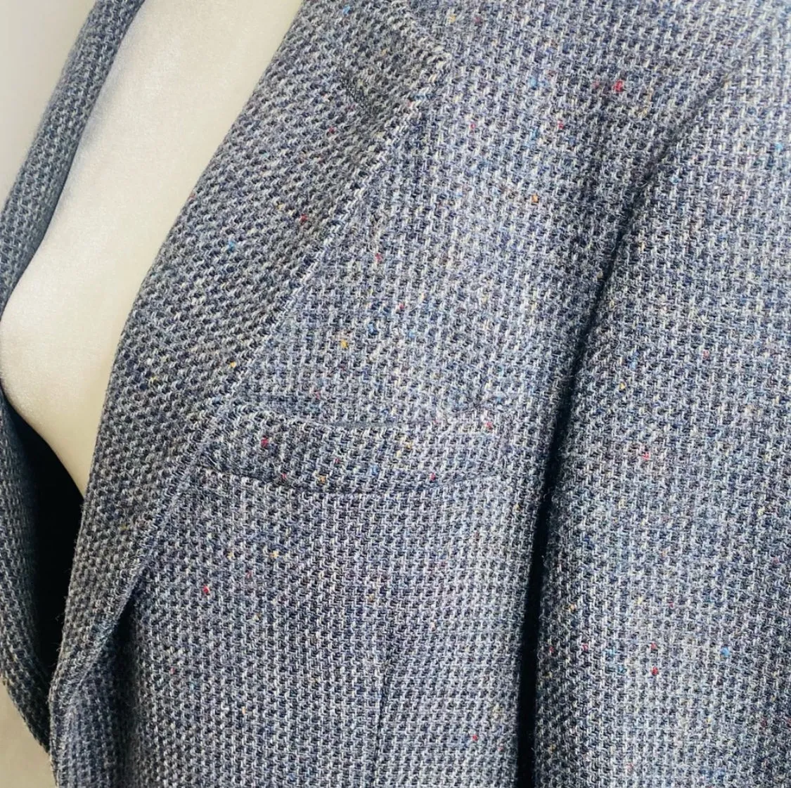 Mens Vintage Grey Stafford Virgin Wool Blazer