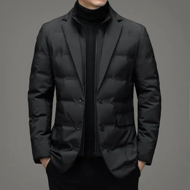 Men's Winter Fake Two Piece Warm Blazer