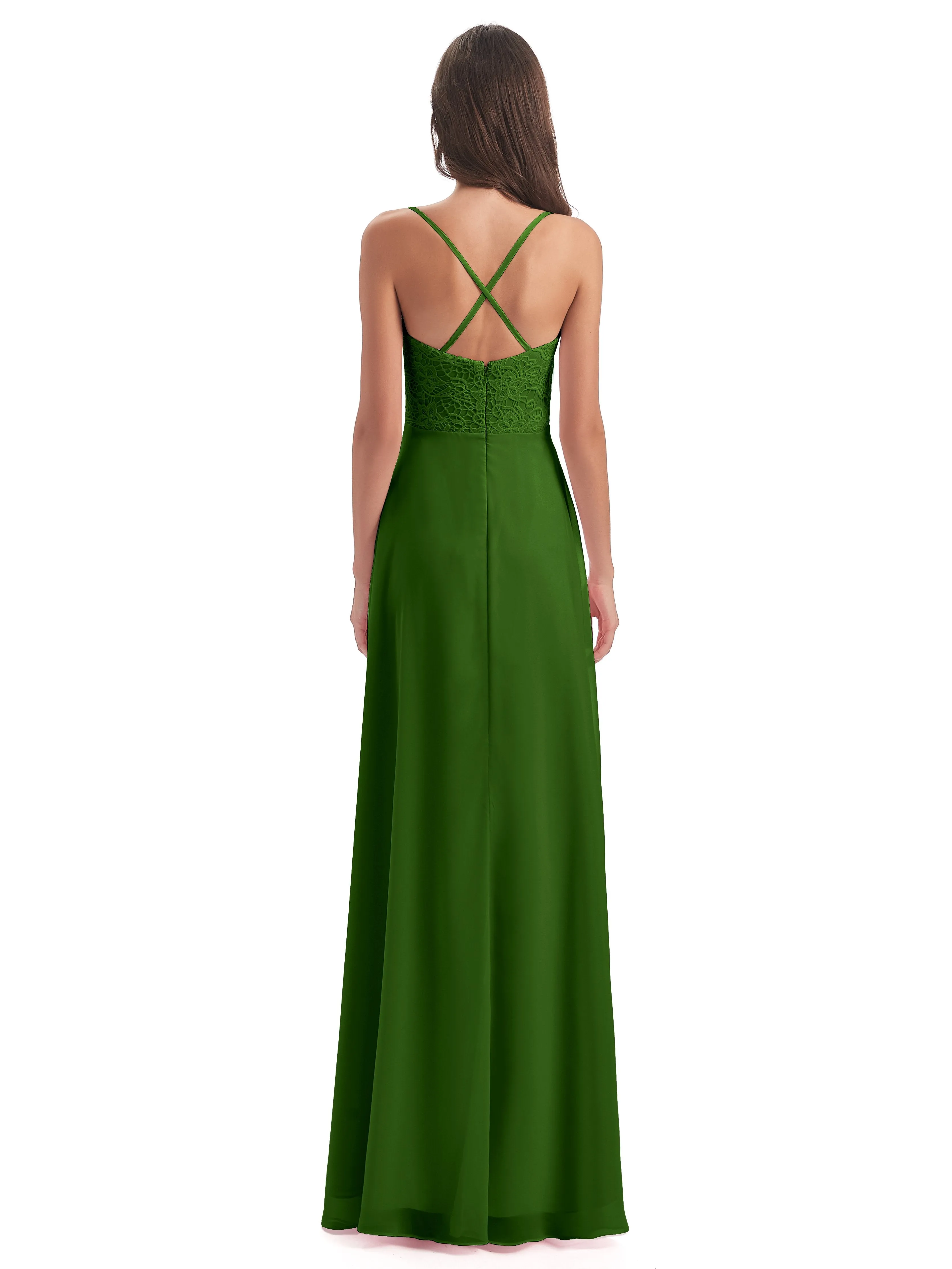 Mia Lace/Chiffon Sheath-Column Long Bridesmaid Dresses