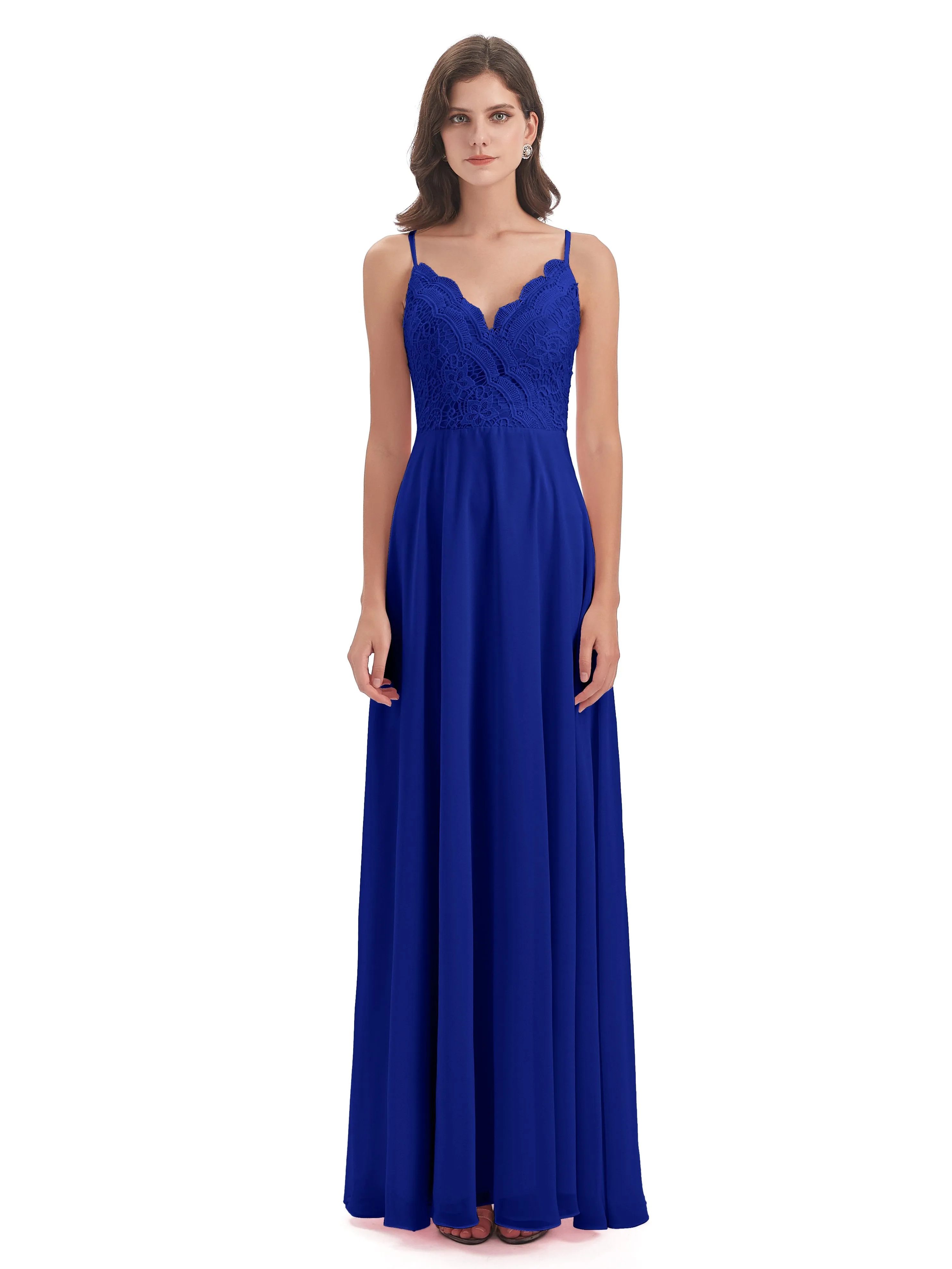 Mia Lace/Chiffon Sheath-Column Long Bridesmaid Dresses