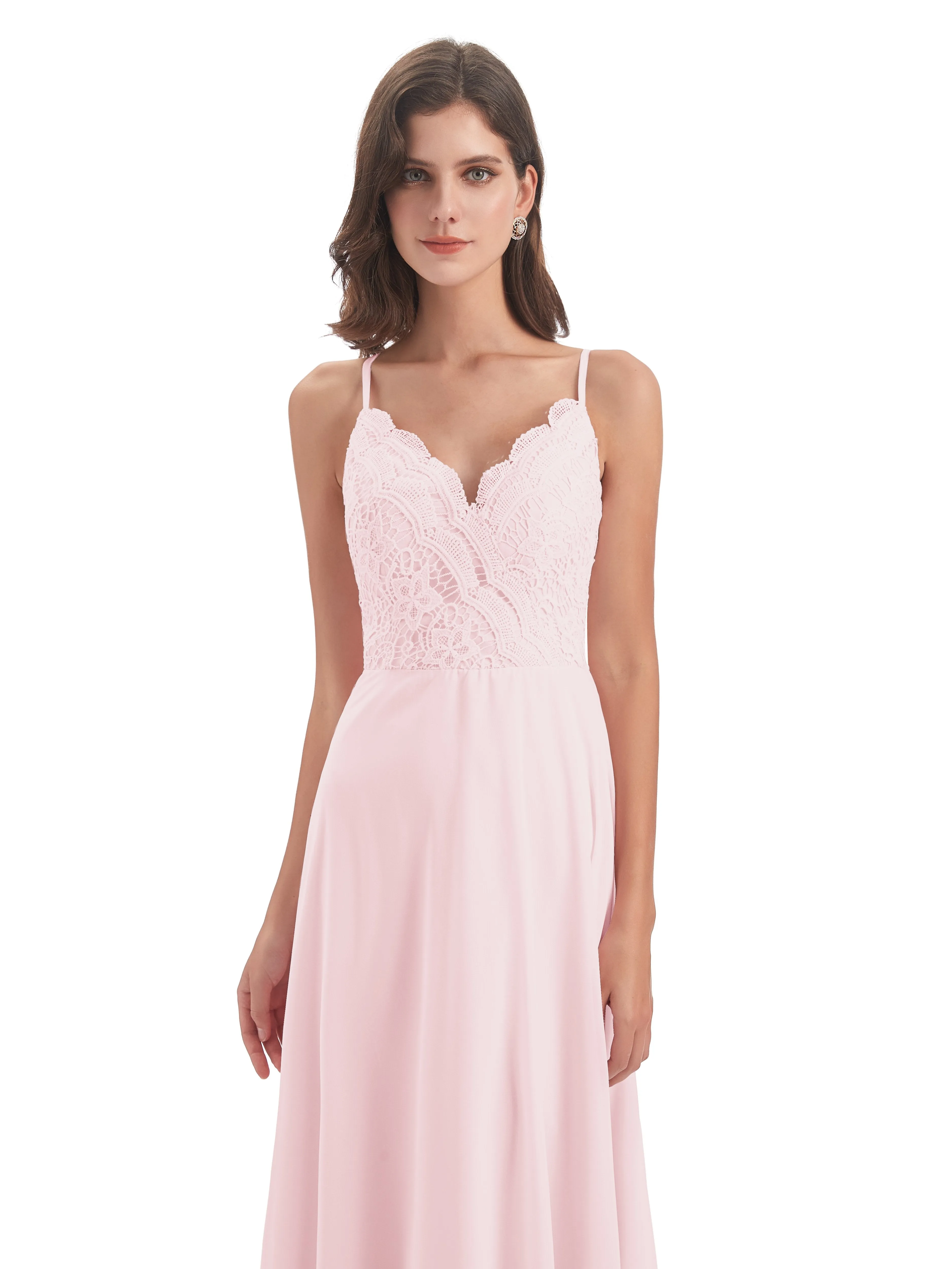 Mia Lace/Chiffon Sheath-Column Long Bridesmaid Dresses