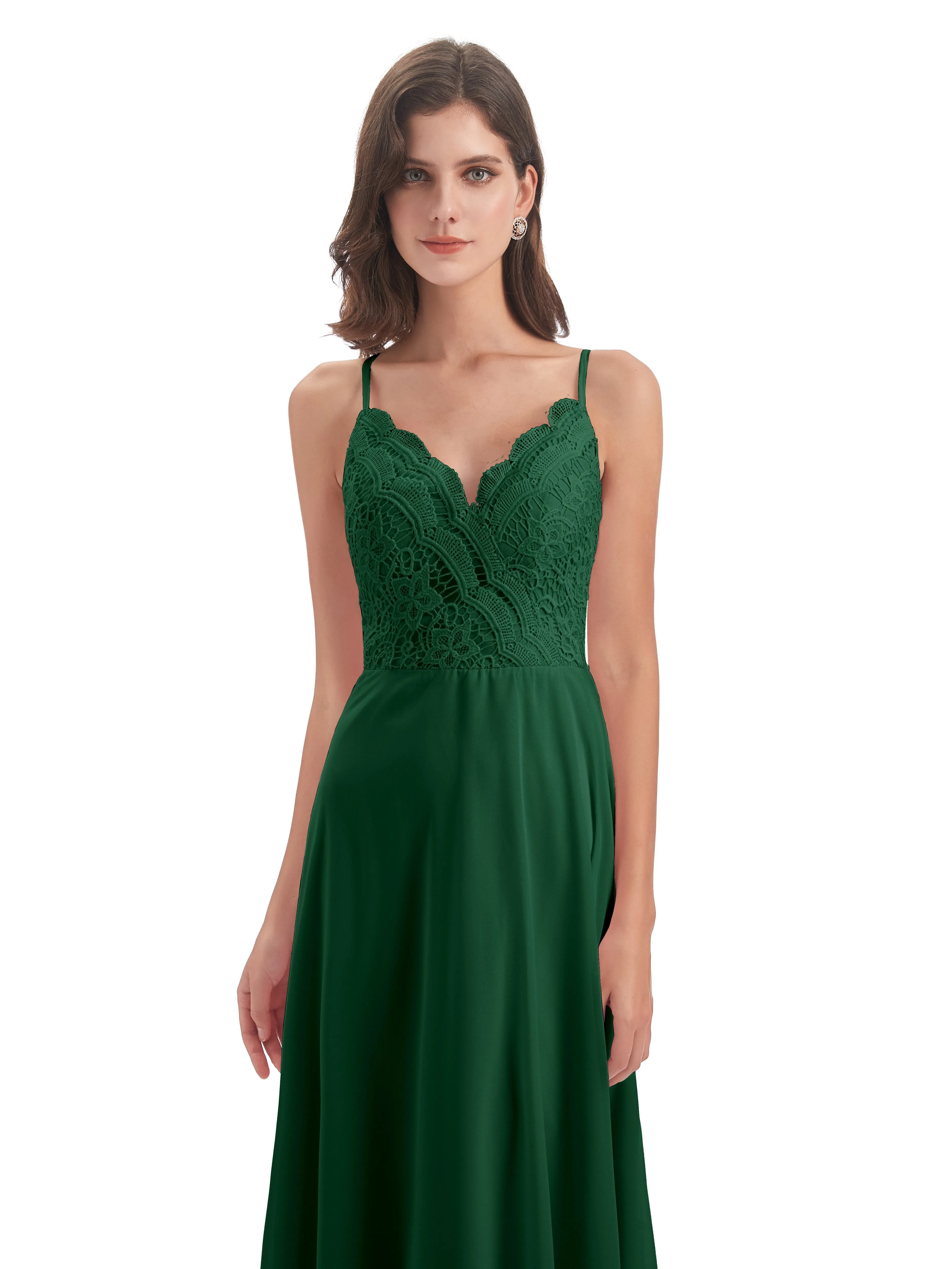 Mia Lace/Chiffon Sheath-Column Long Bridesmaid Dresses