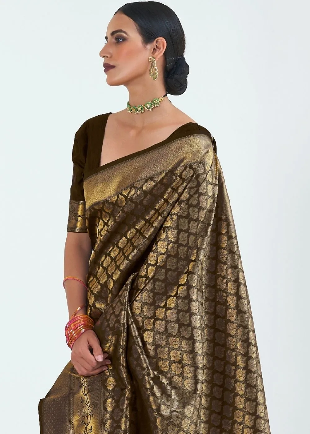 Midnight Black Woven Kanjivaram Silk Saree : Limited Edition