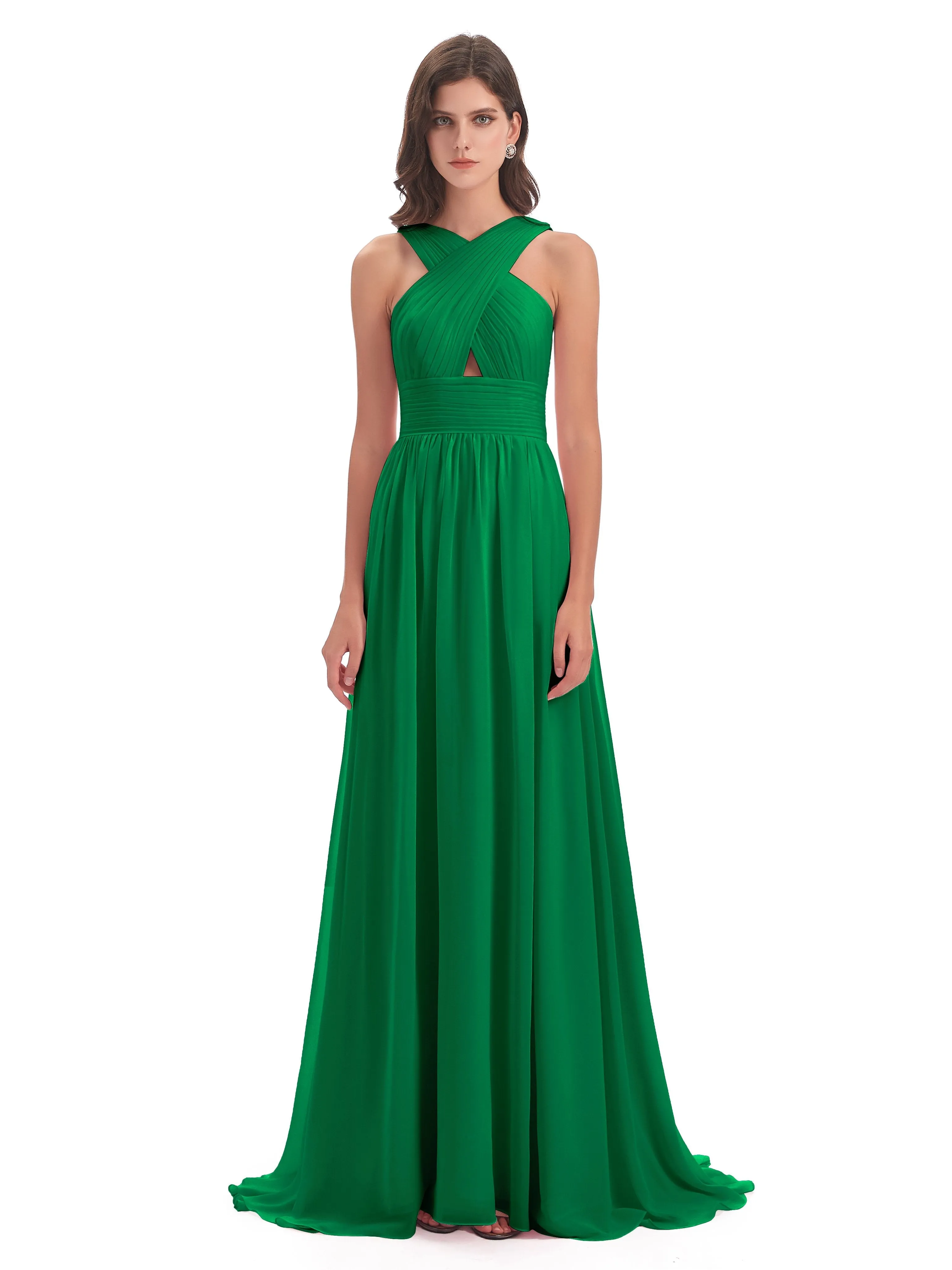 Millie Alarming Formal Sweep-Brush Train Chiffon Bridesmaid Dresses