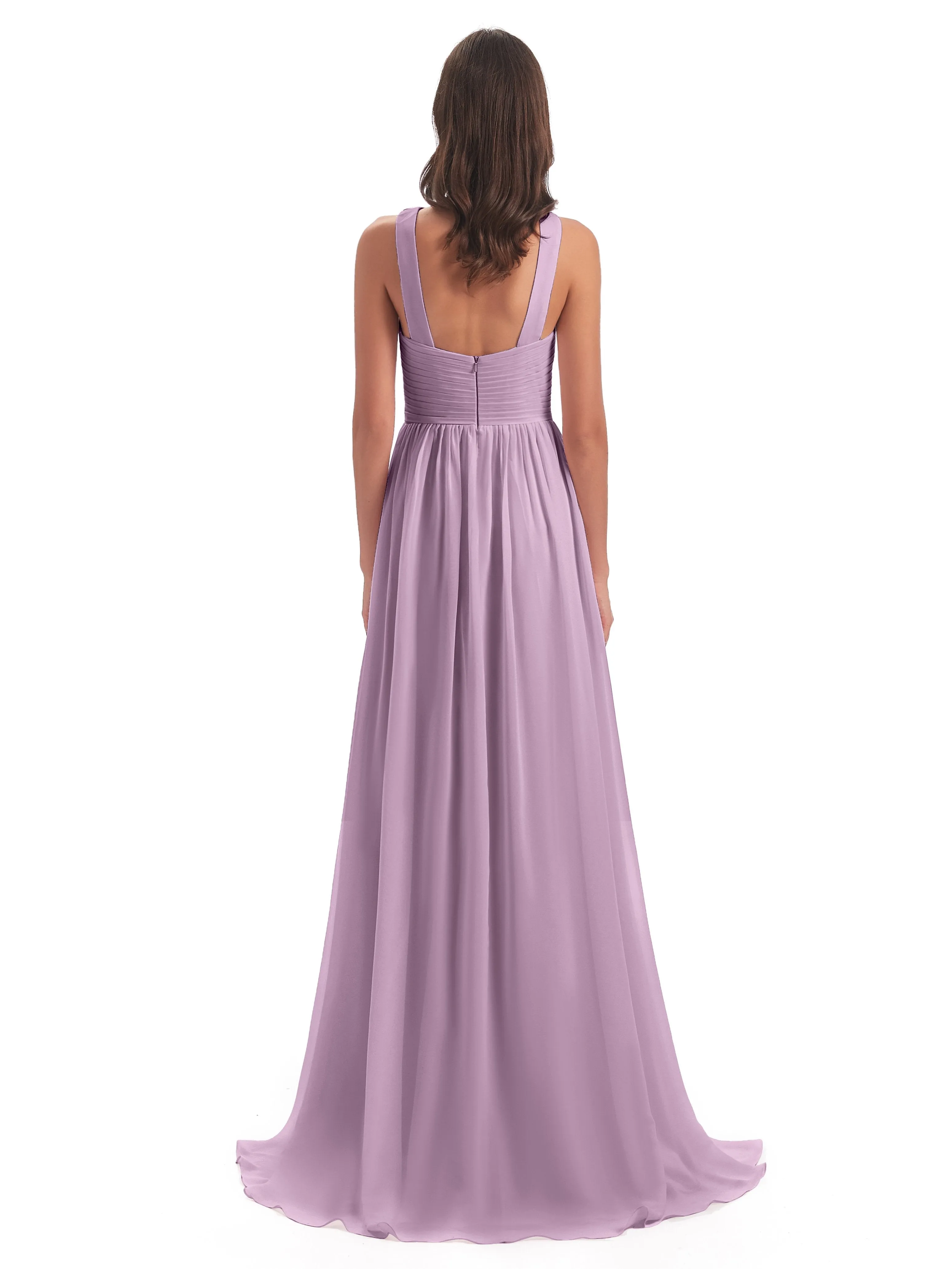 Millie Alarming Formal Sweep-Brush Train Chiffon Bridesmaid Dresses