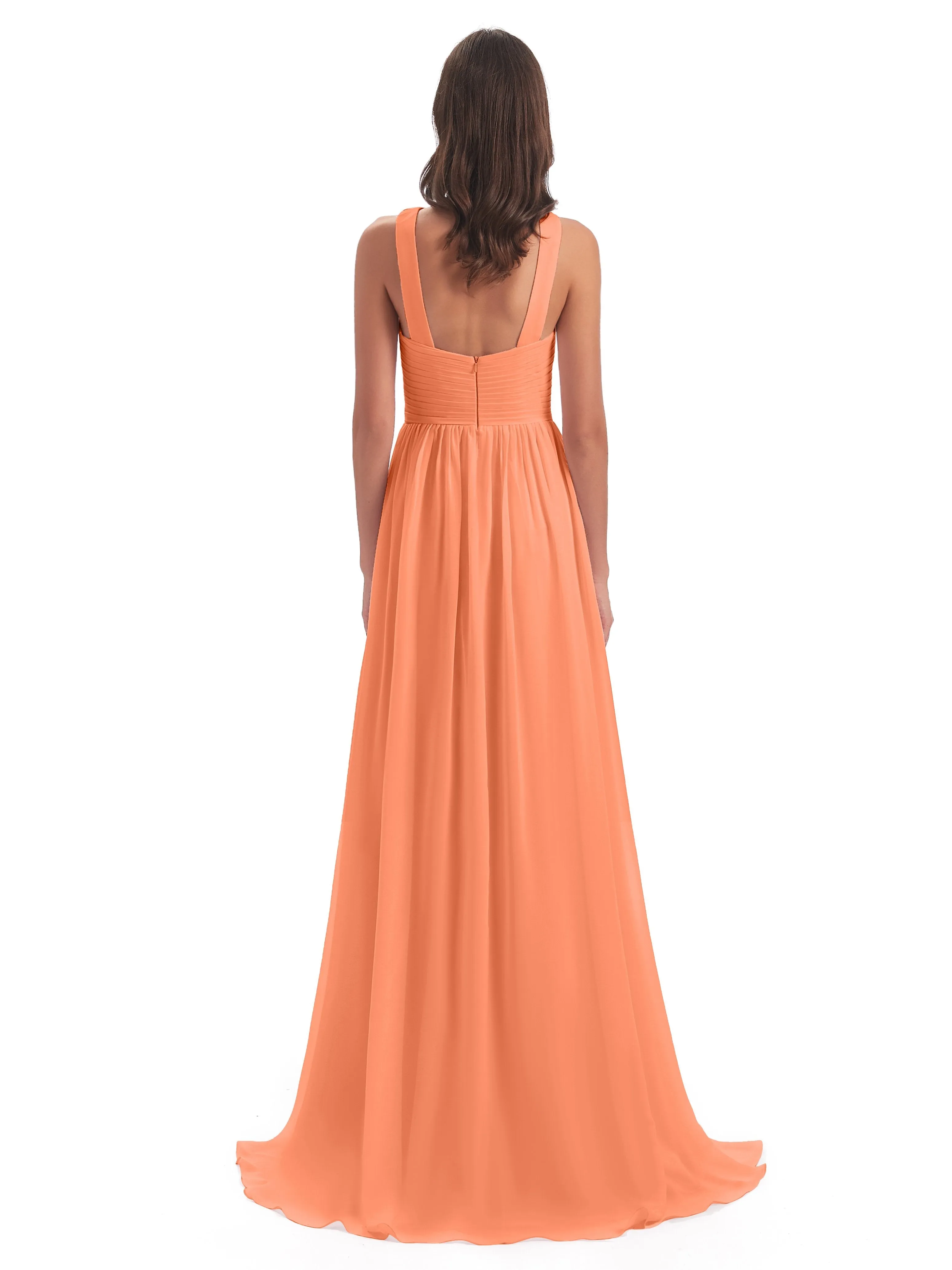 Millie Alarming Formal Sweep-Brush Train Chiffon Bridesmaid Dresses