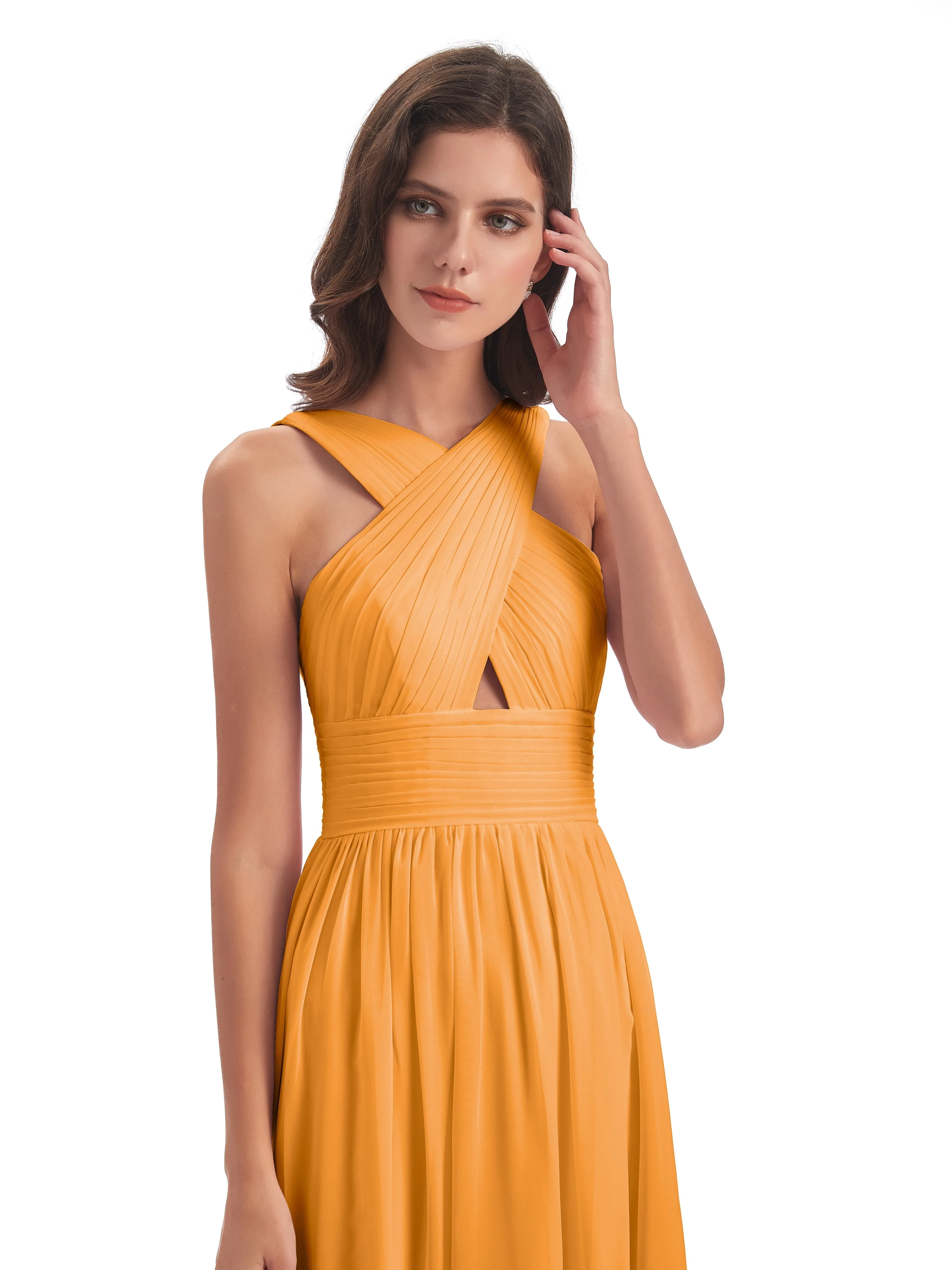 Millie Alarming Formal Sweep-Brush Train Chiffon Bridesmaid Dresses