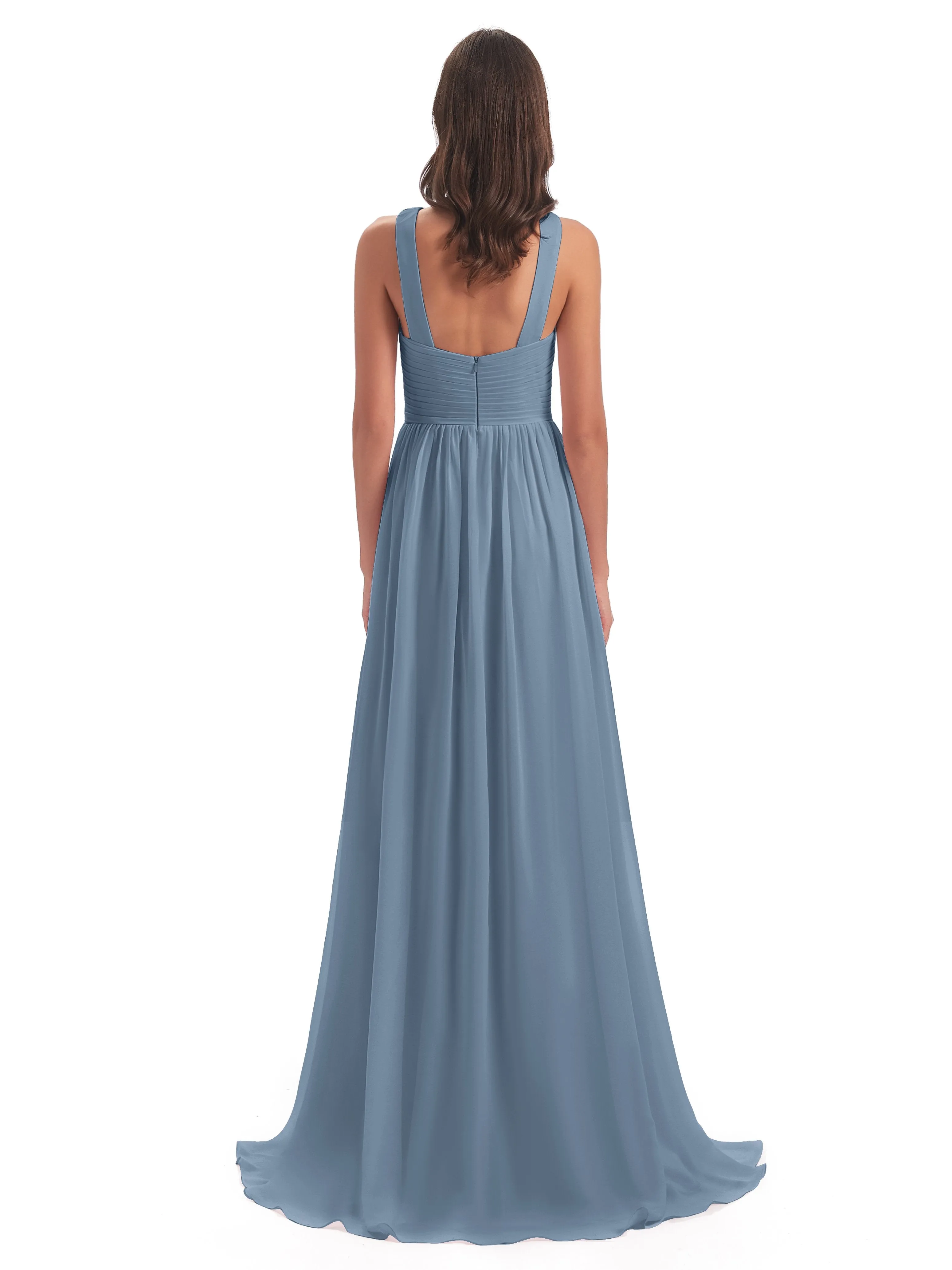 Millie Alarming Formal Sweep-Brush Train Chiffon Bridesmaid Dresses