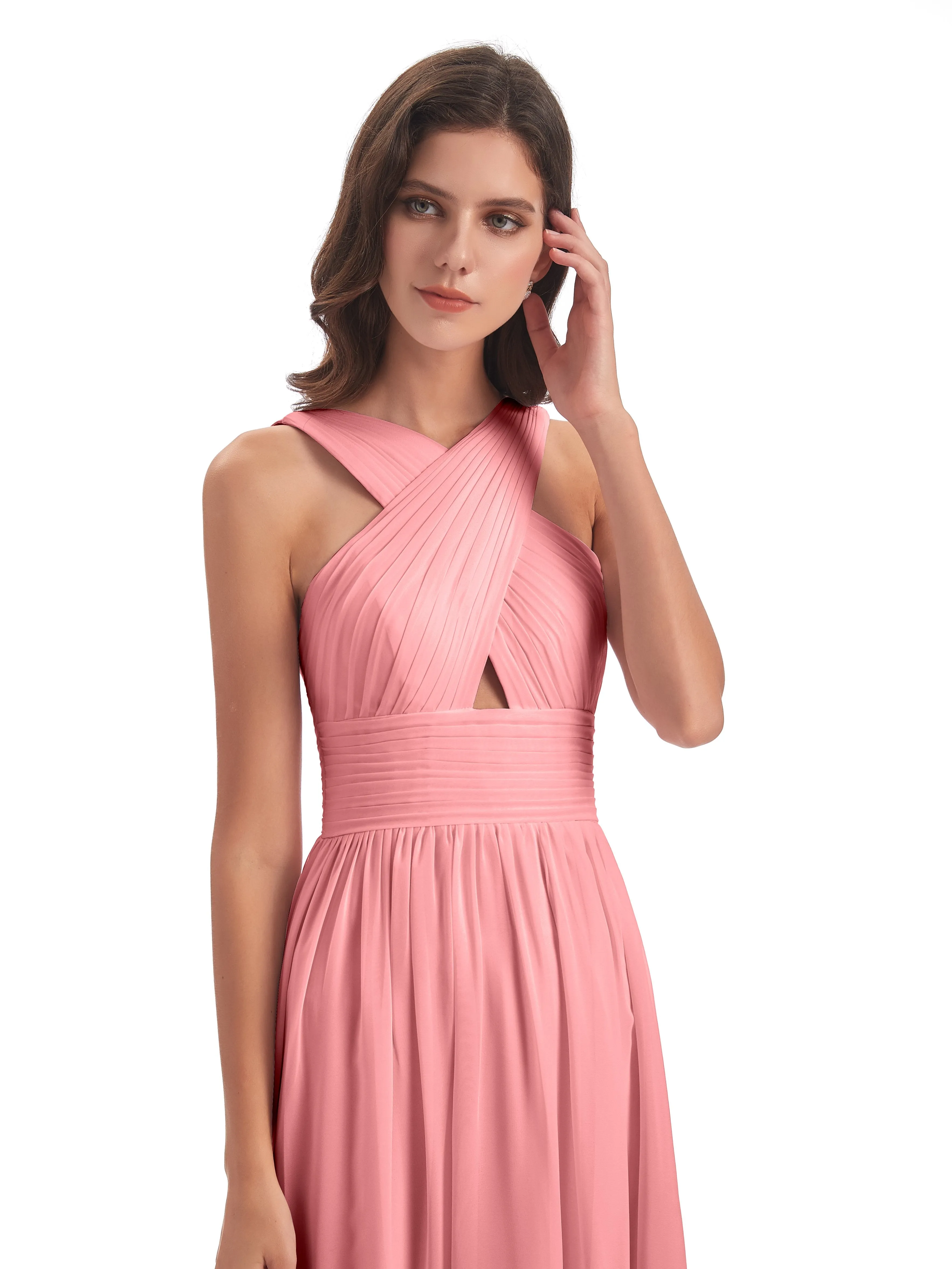 Millie Alarming Formal Sweep-Brush Train Chiffon Bridesmaid Dresses