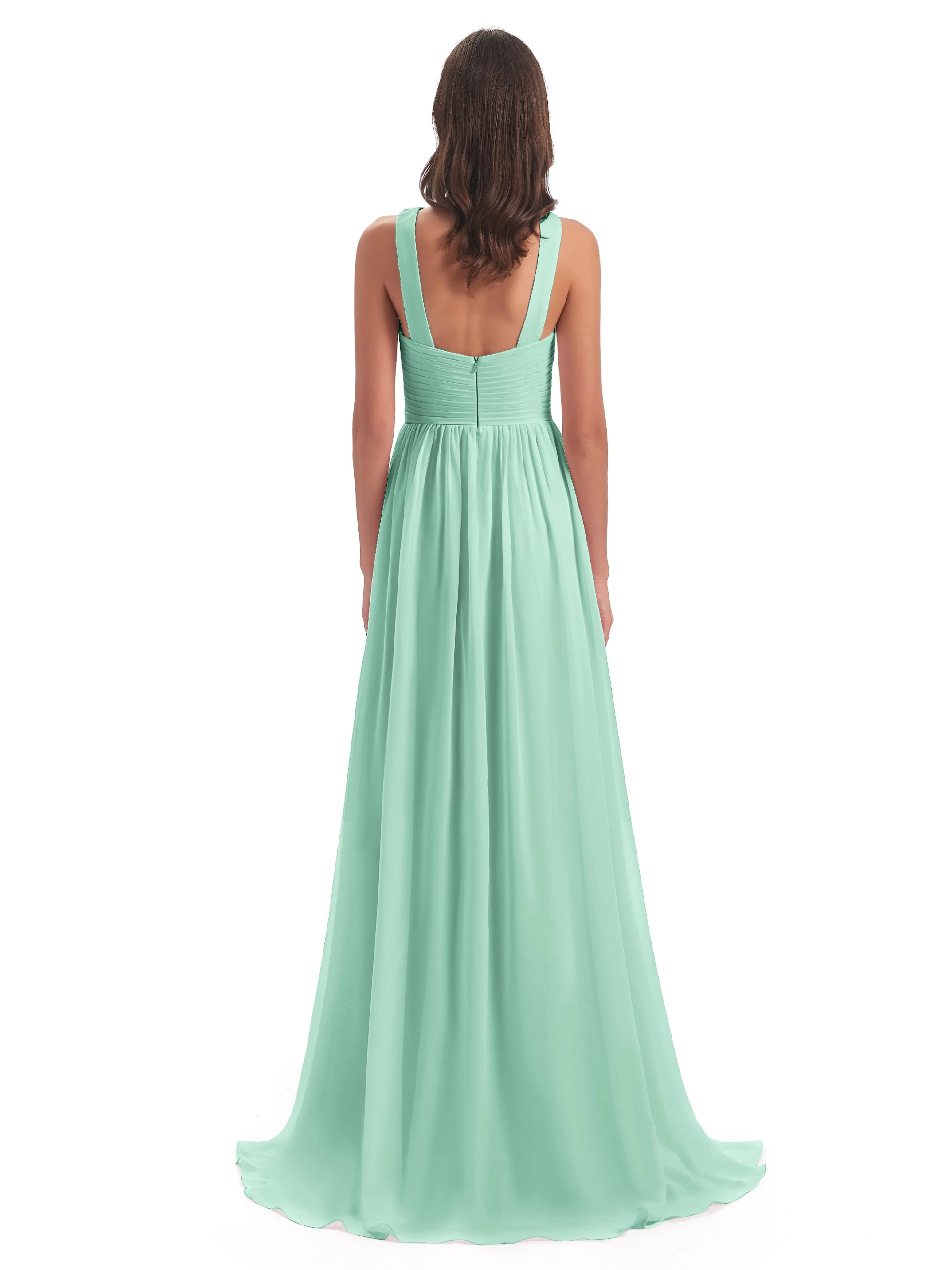 Millie Alarming Formal Sweep-Brush Train Chiffon Bridesmaid Dresses