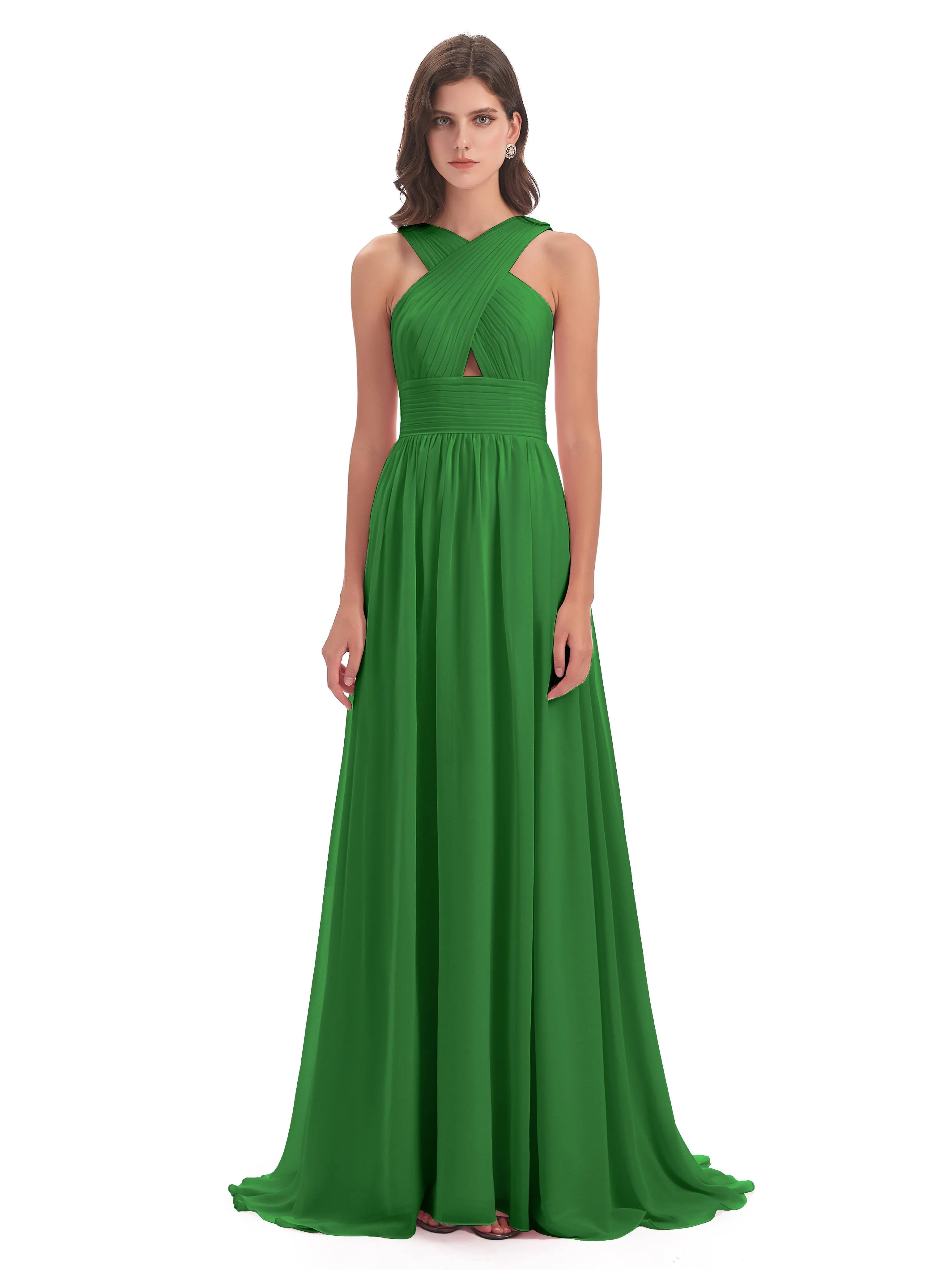 Millie Alarming Formal Sweep-Brush Train Chiffon Bridesmaid Dresses