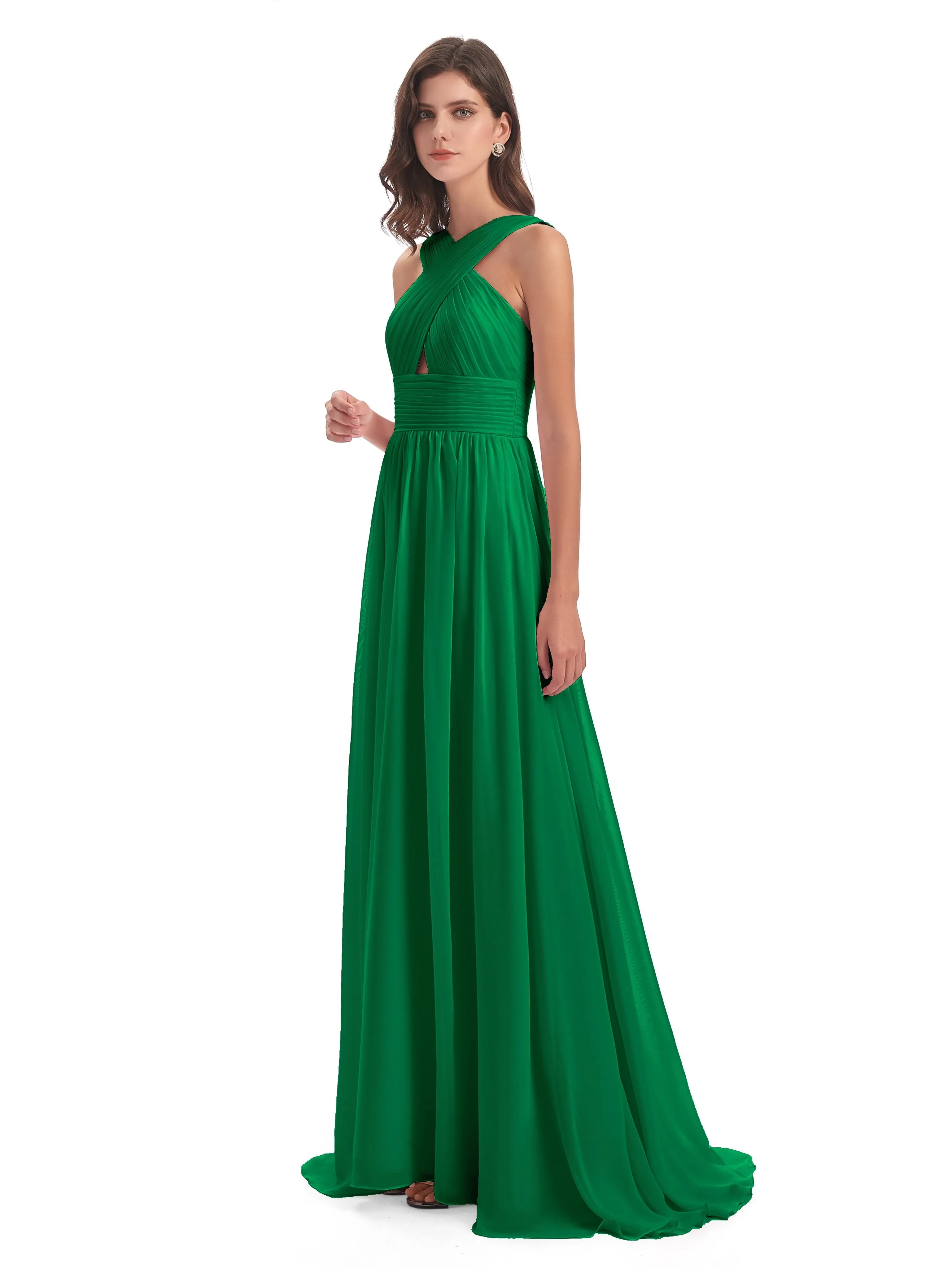 Millie Alarming Formal Sweep-Brush Train Chiffon Bridesmaid Dresses