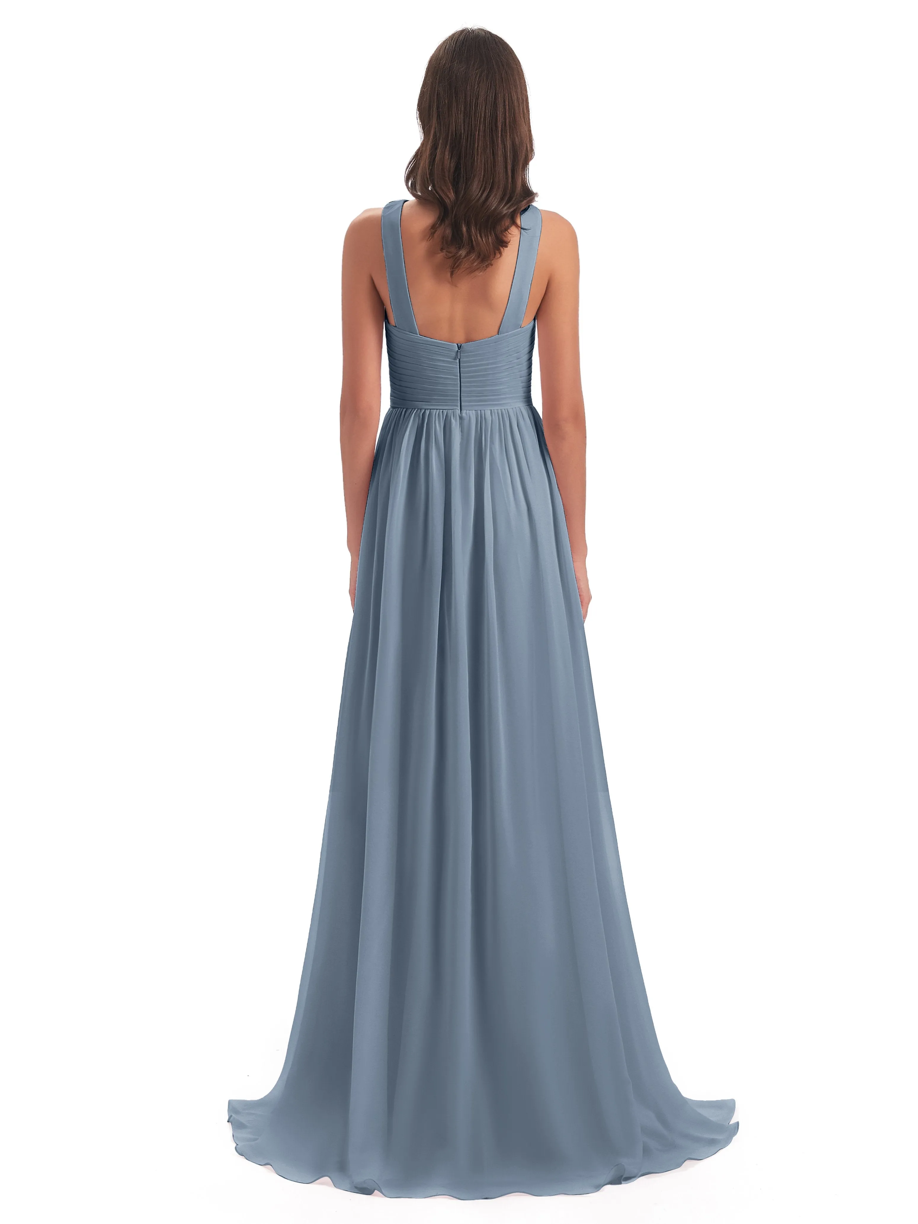 Millie Alarming Formal Sweep-Brush Train Chiffon Bridesmaid Dresses