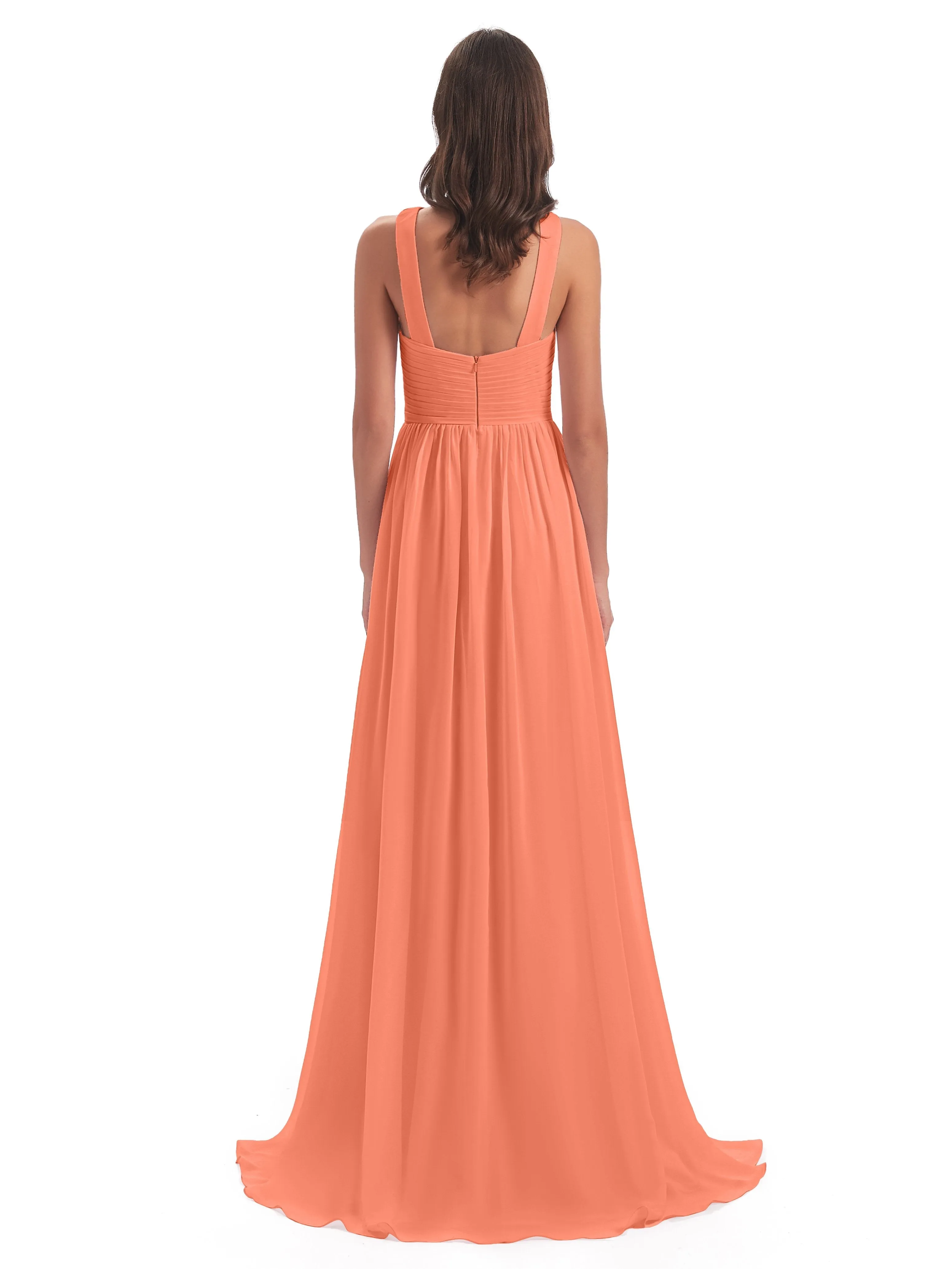 Millie Alarming Formal Sweep-Brush Train Chiffon Bridesmaid Dresses