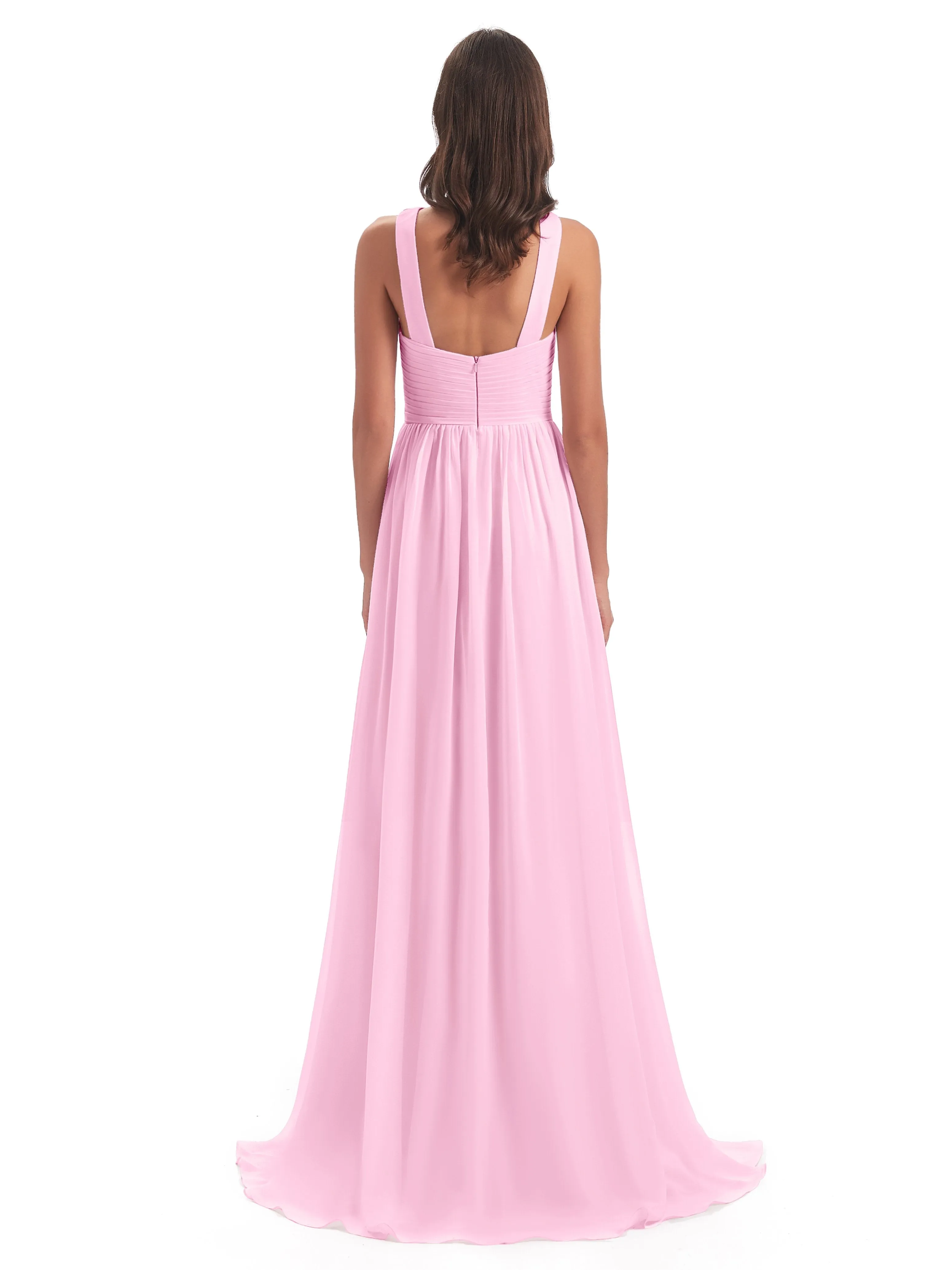 Millie Alarming Formal Sweep-Brush Train Chiffon Bridesmaid Dresses