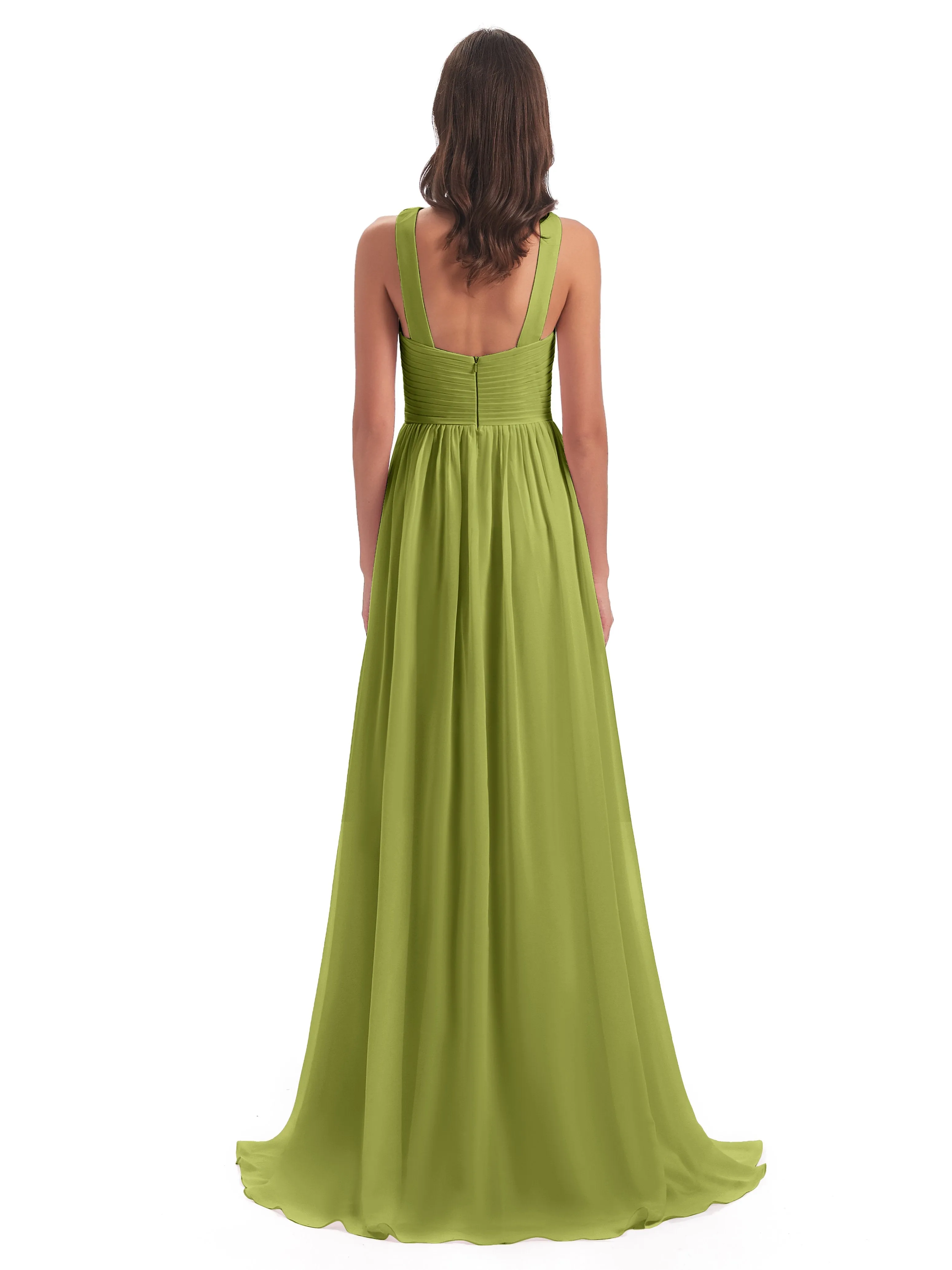 Millie Alarming Formal Sweep-Brush Train Chiffon Bridesmaid Dresses