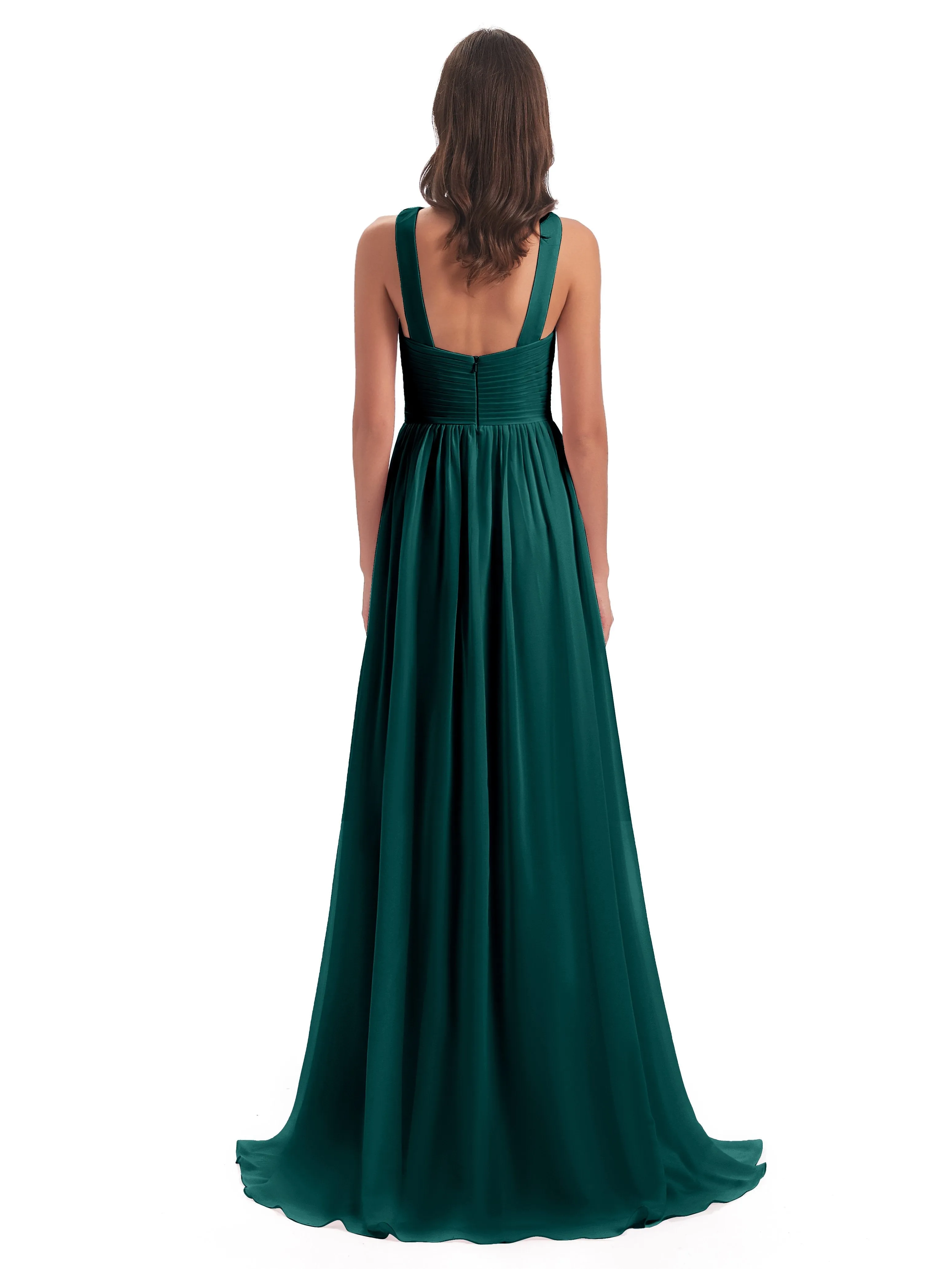 Millie Alarming Formal Sweep-Brush Train Chiffon Bridesmaid Dresses