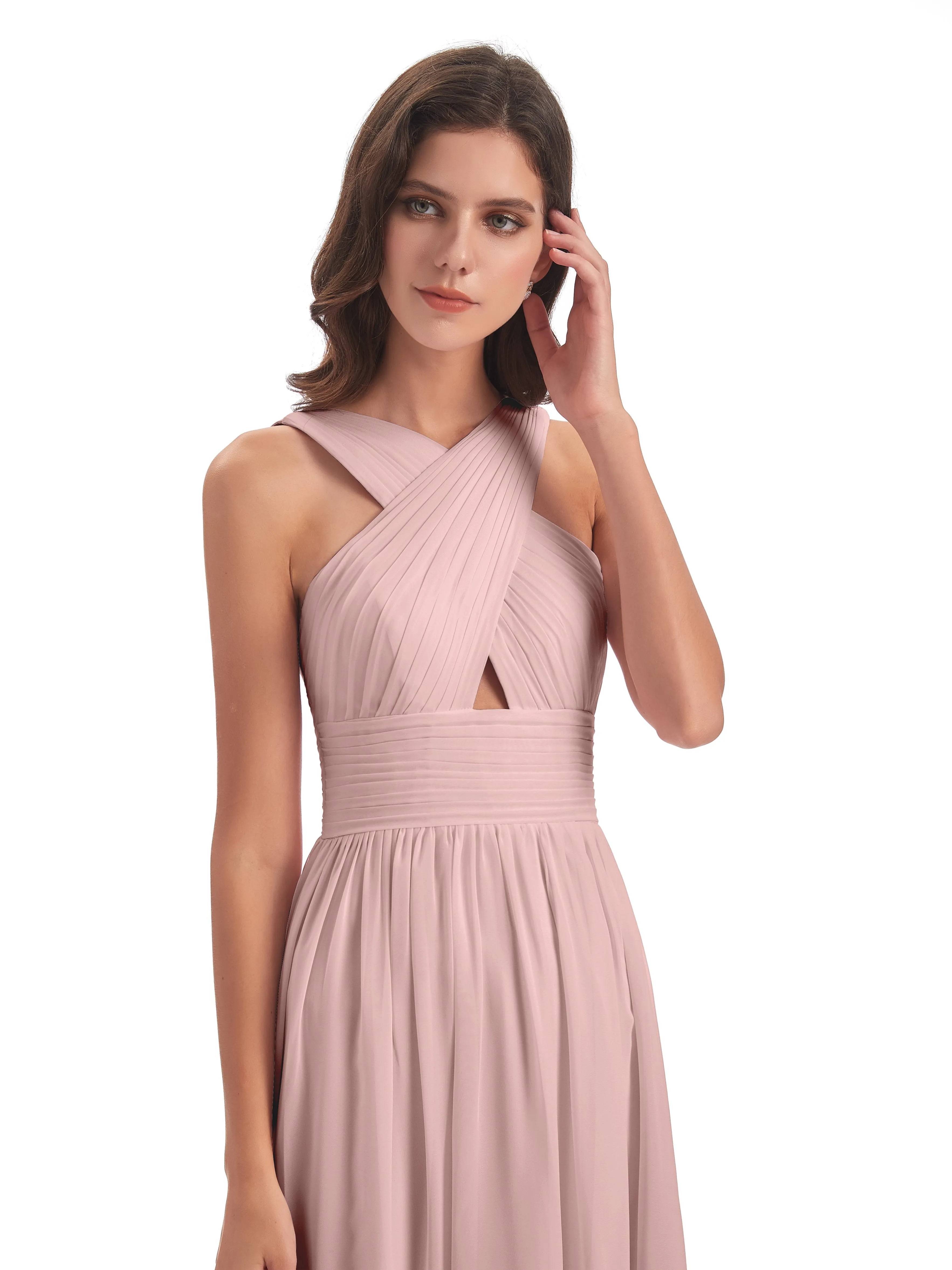 Millie Alarming Formal Sweep-Brush Train Chiffon Bridesmaid Dresses