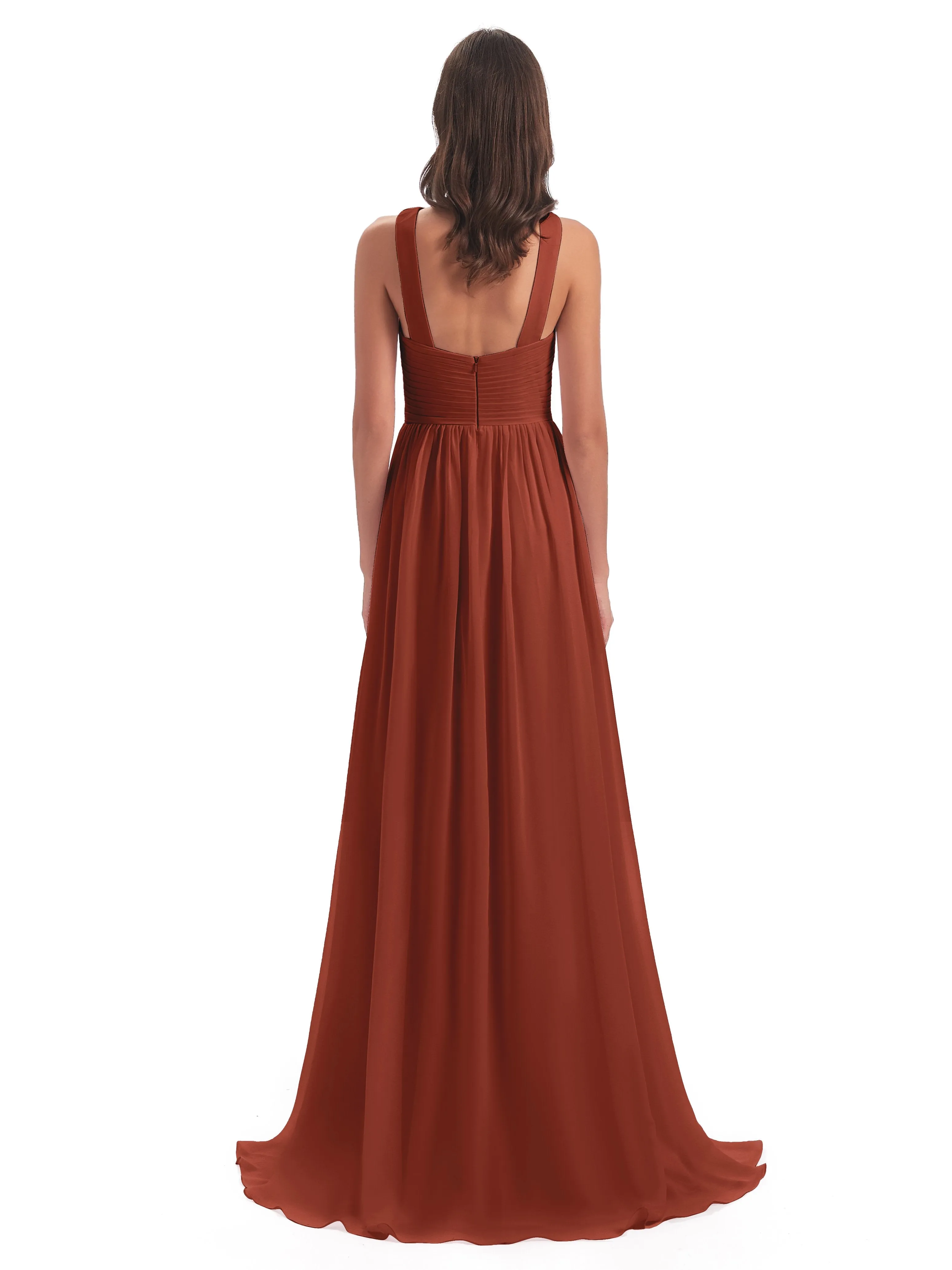 Millie Alarming Formal Sweep-Brush Train Chiffon Bridesmaid Dresses