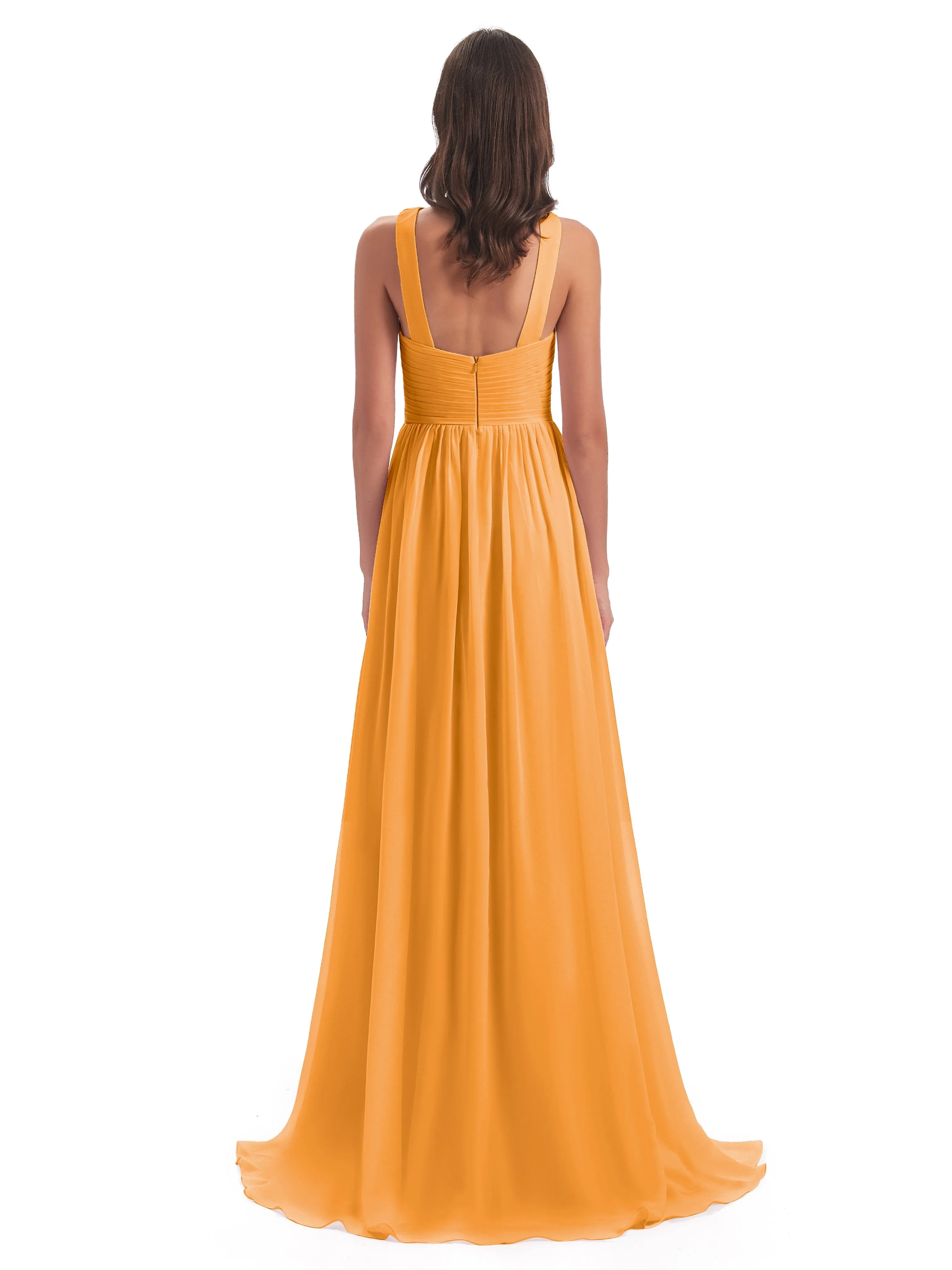 Millie Alarming Formal Sweep-Brush Train Chiffon Bridesmaid Dresses