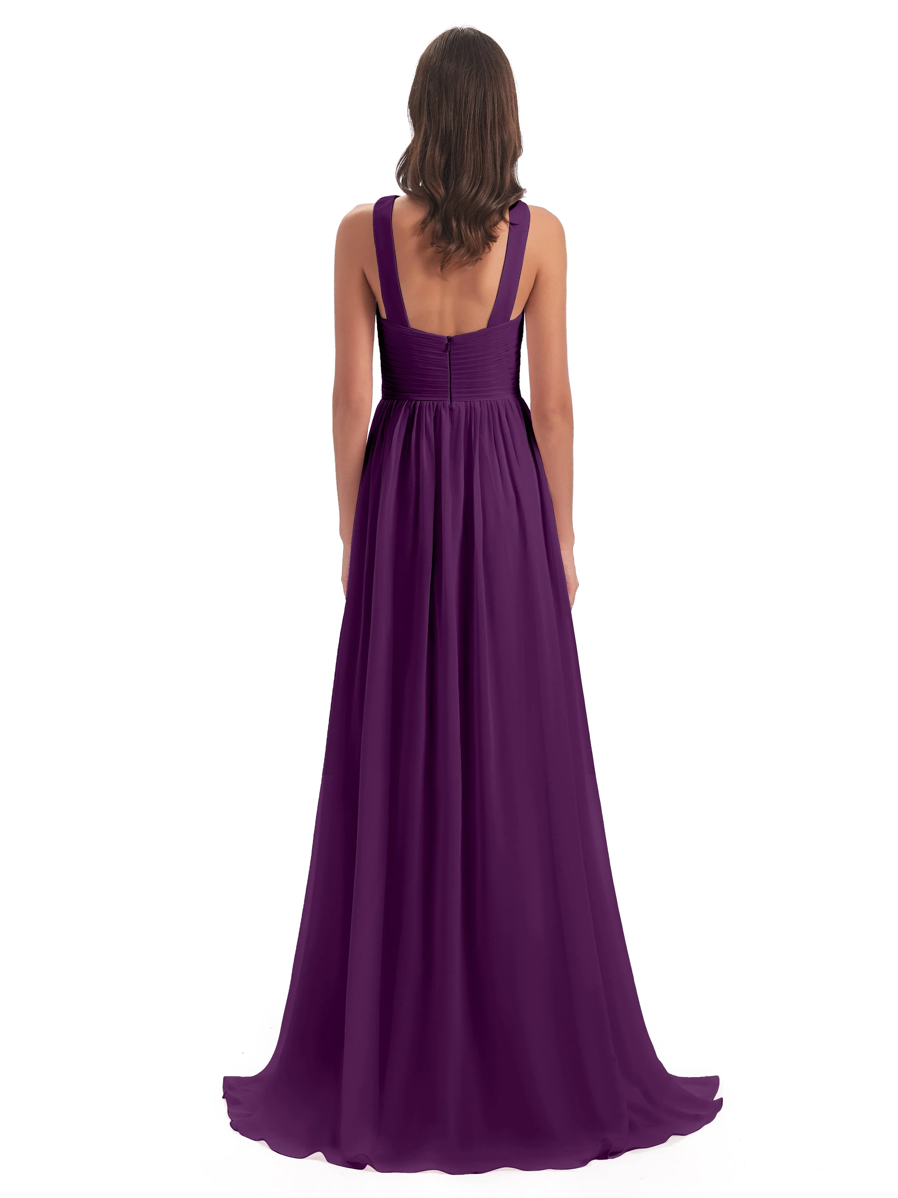 Millie Alarming Formal Sweep-Brush Train Chiffon Bridesmaid Dresses