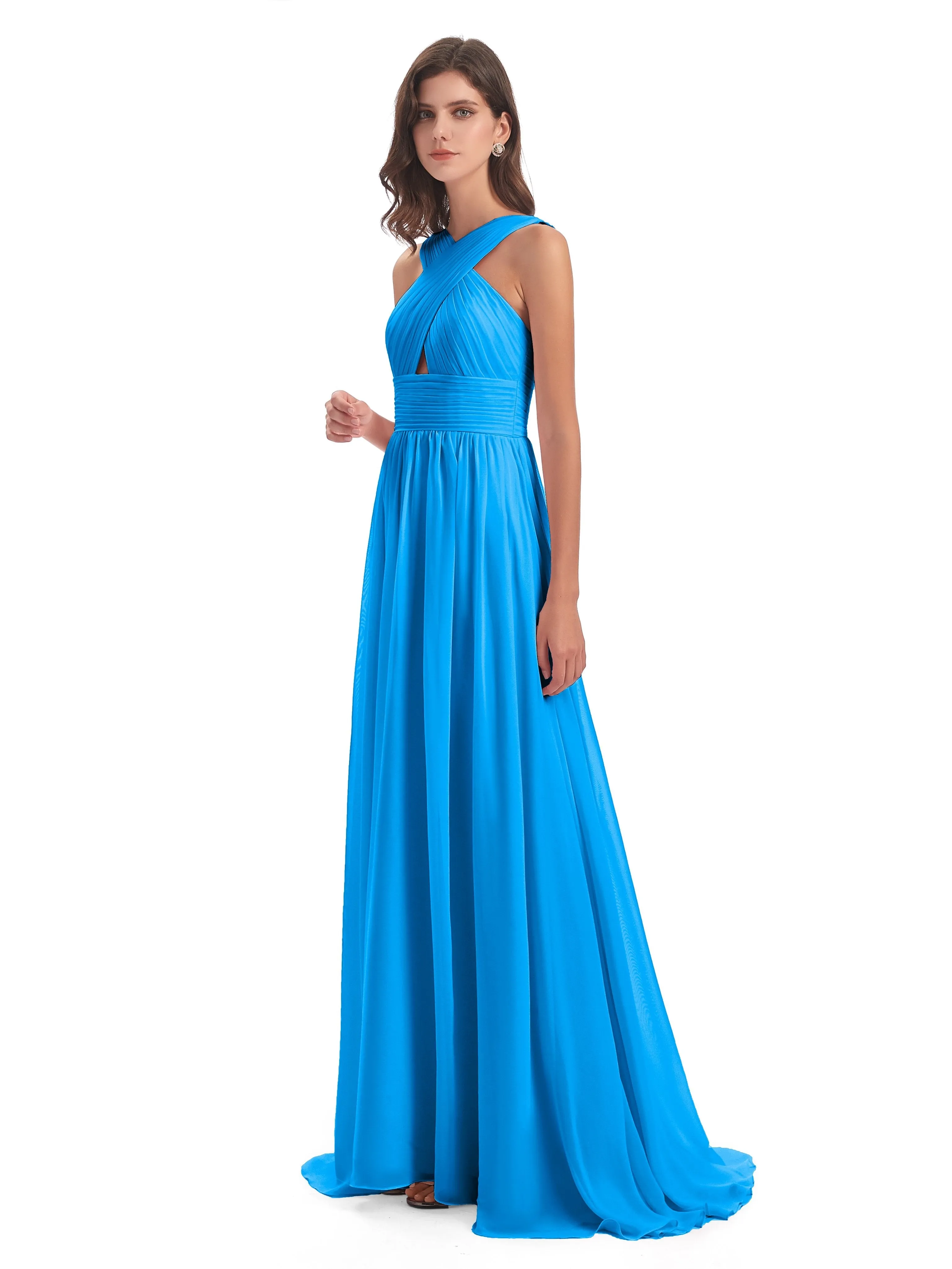 Millie Alarming Formal Sweep-Brush Train Chiffon Bridesmaid Dresses