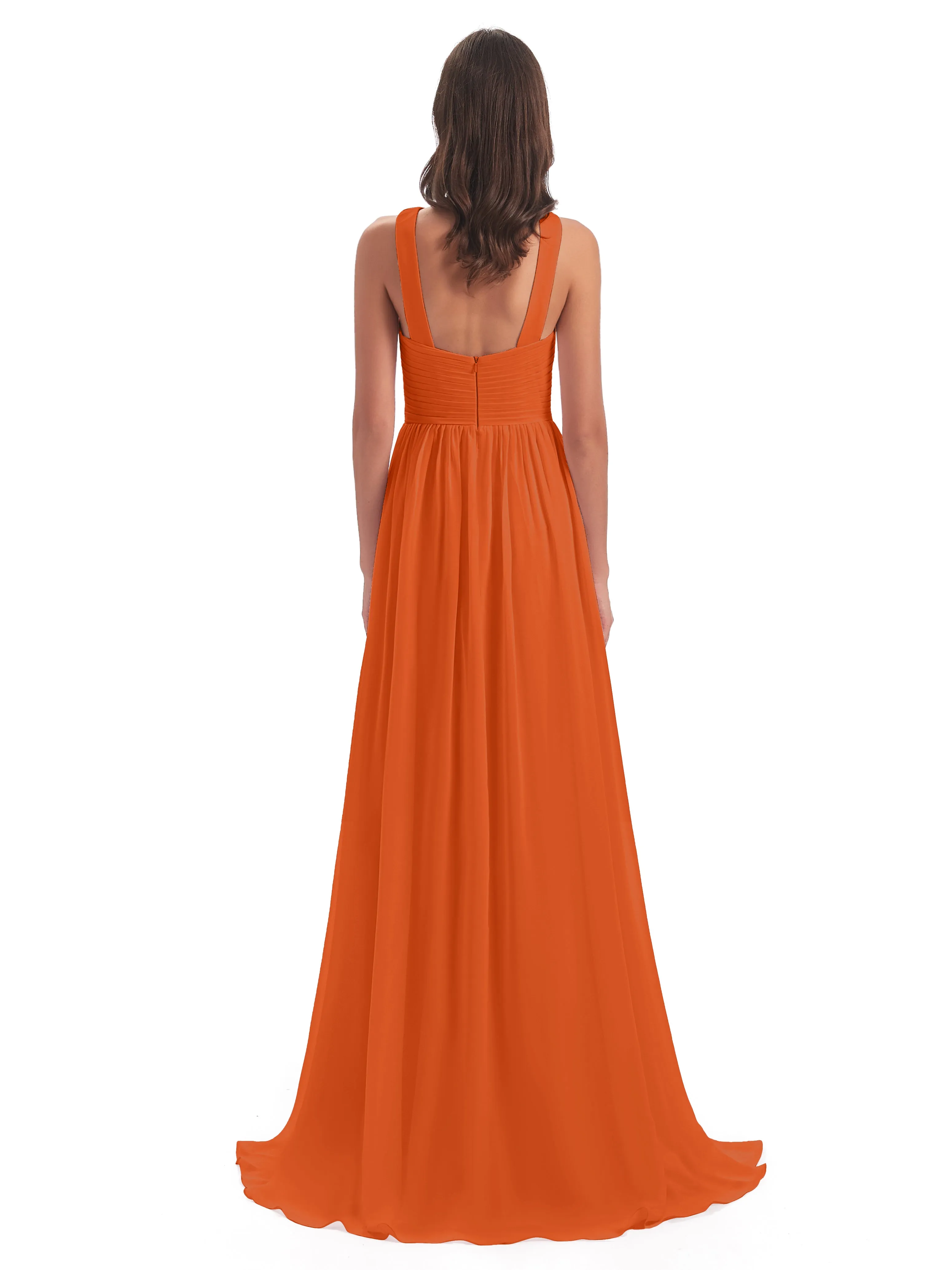 Millie Alarming Formal Sweep-Brush Train Chiffon Bridesmaid Dresses