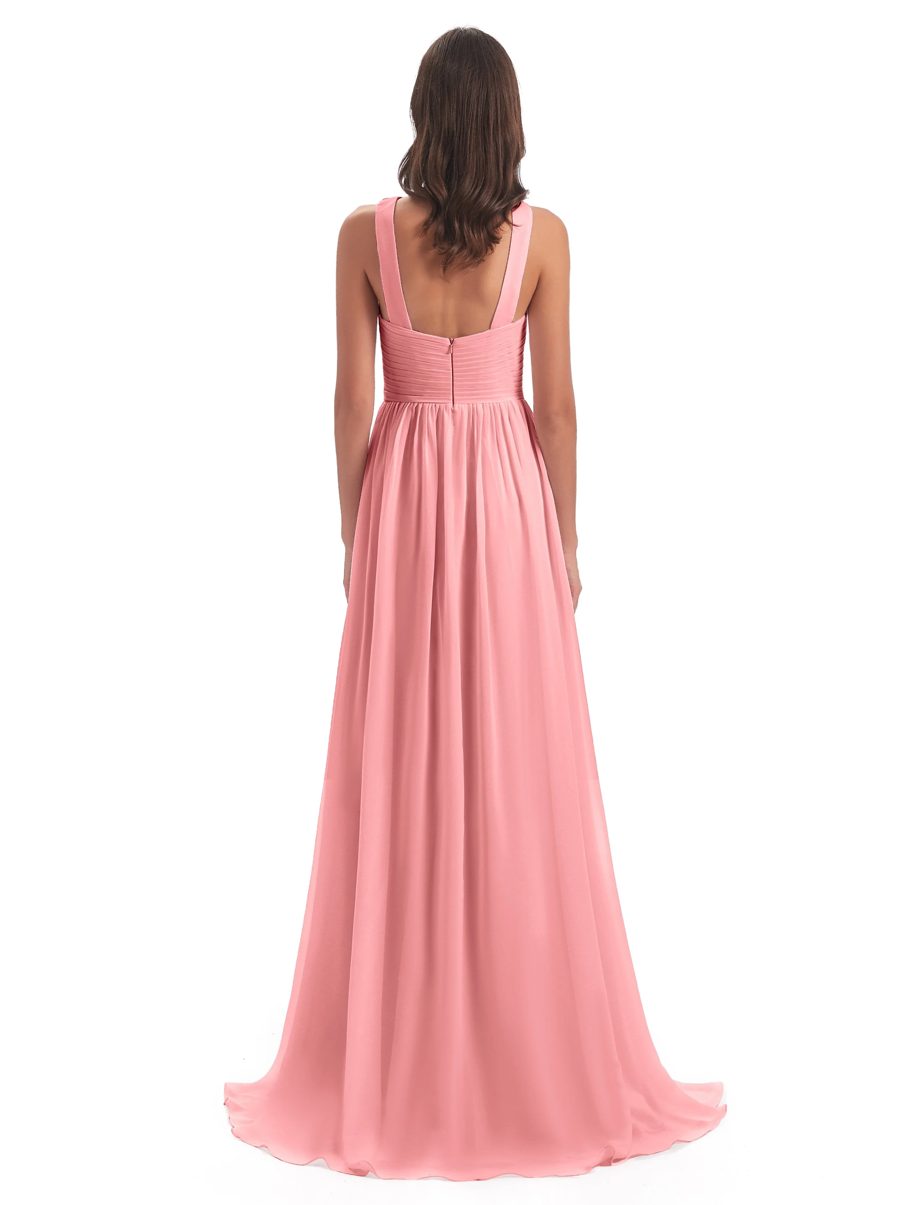 Millie Alarming Formal Sweep-Brush Train Chiffon Bridesmaid Dresses