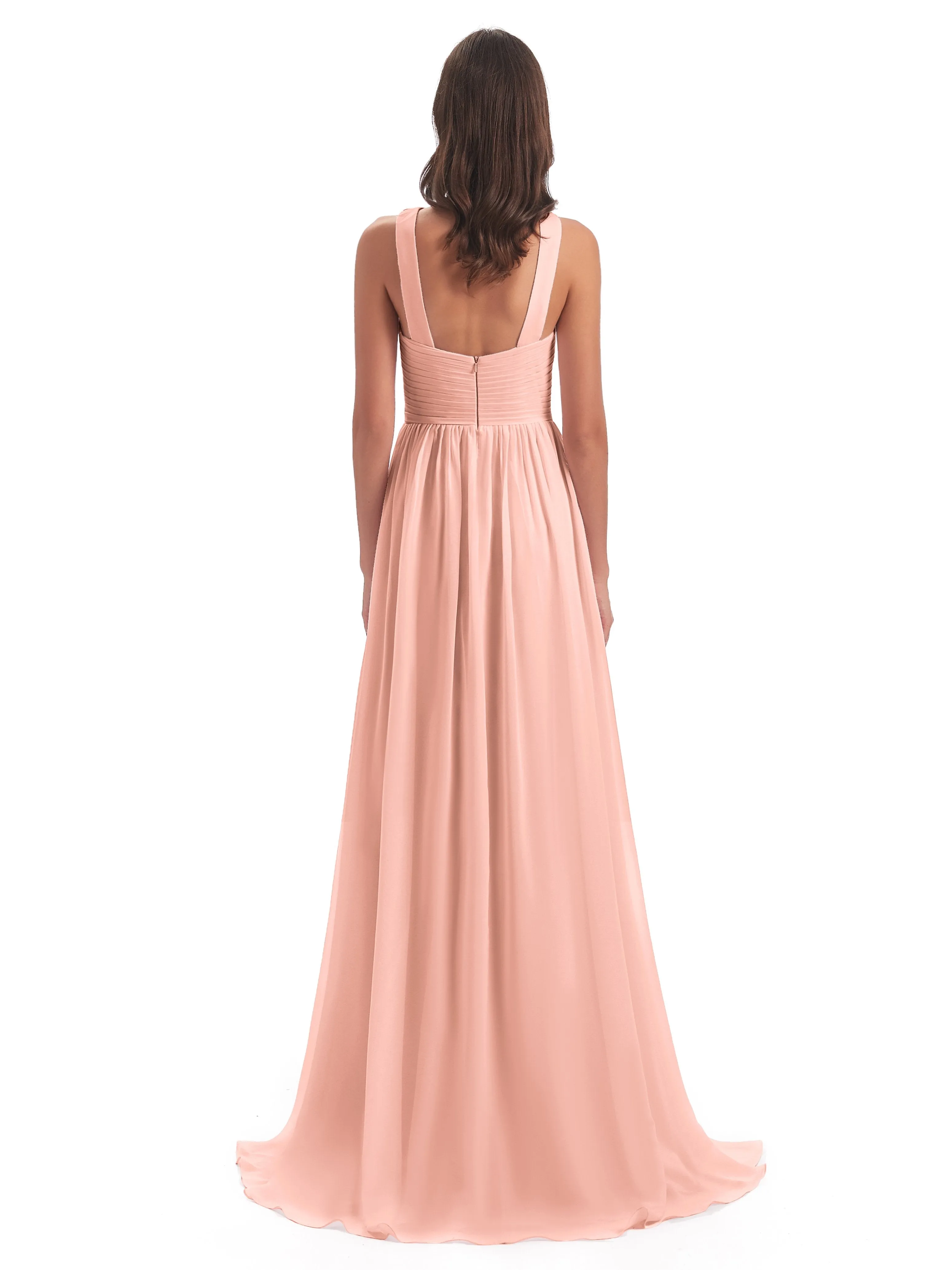 Millie Alarming Formal Sweep-Brush Train Chiffon Bridesmaid Dresses