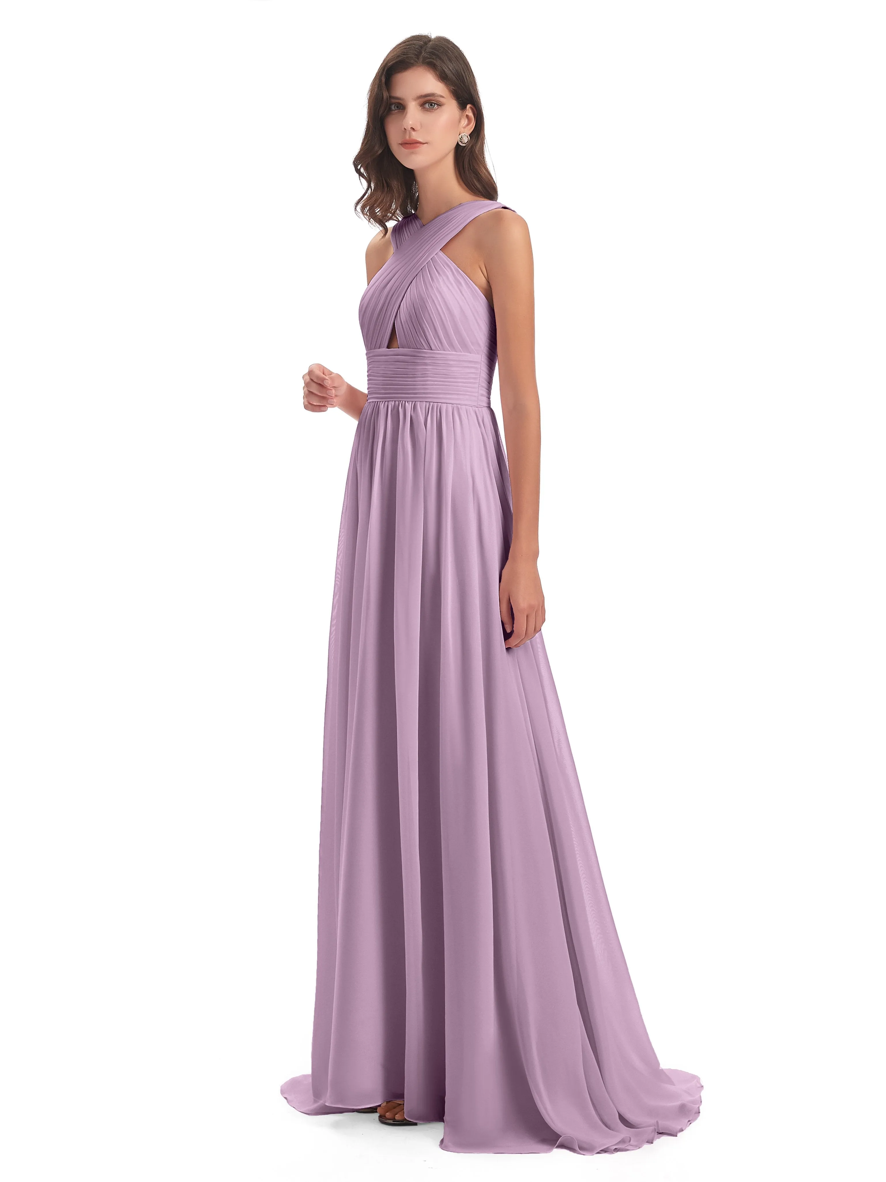 Millie Alarming Formal Sweep-Brush Train Chiffon Bridesmaid Dresses